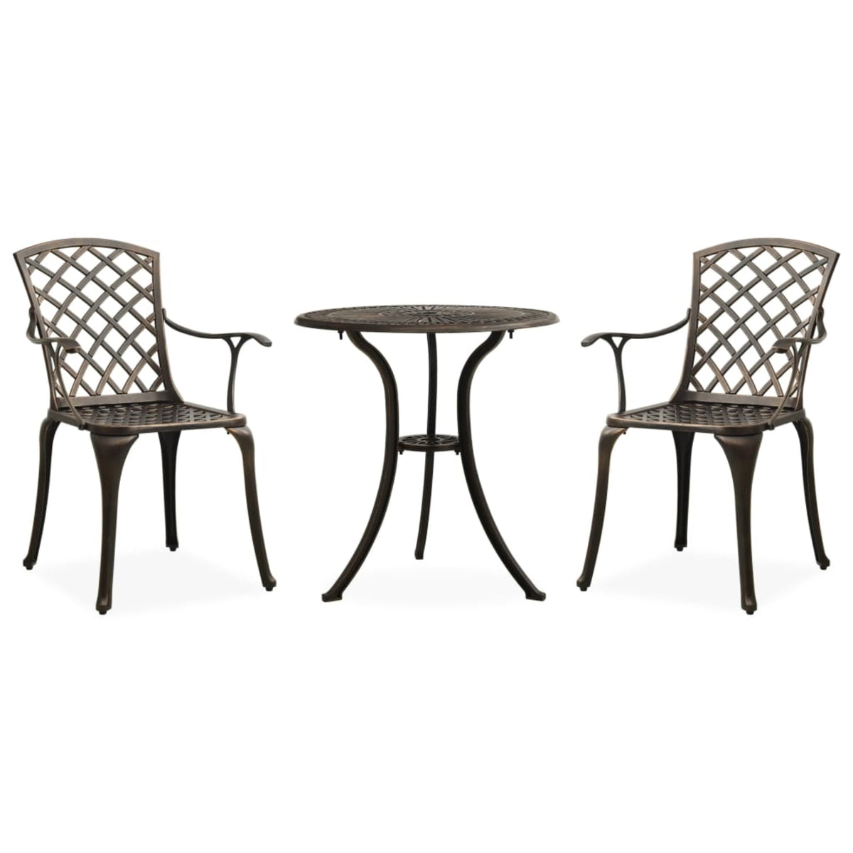 Vidaxl 3 Piece Bistro Set Cast Aluminum Bronze