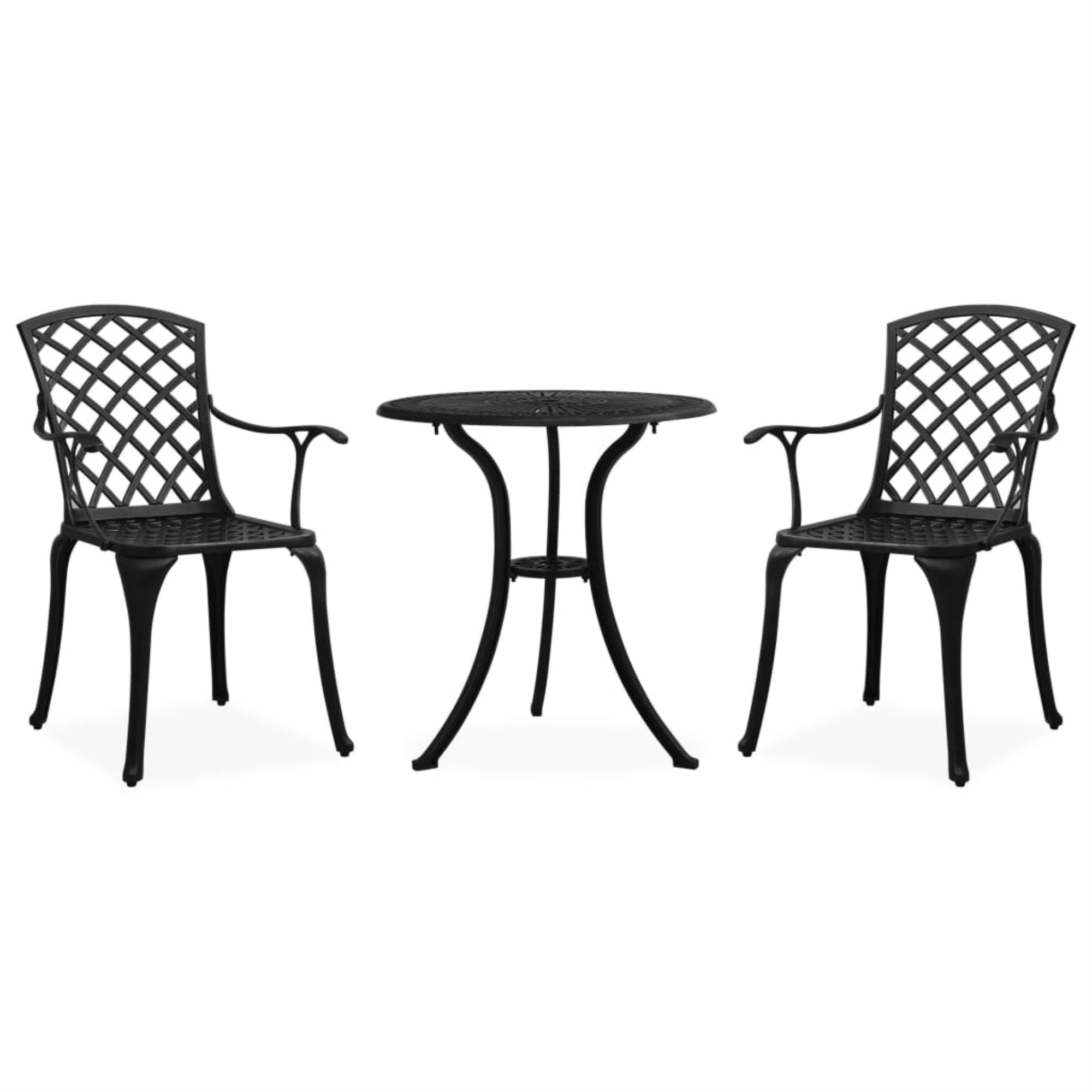 Vidaxl 3 Piece Bistro Set Cast Aluminum Black