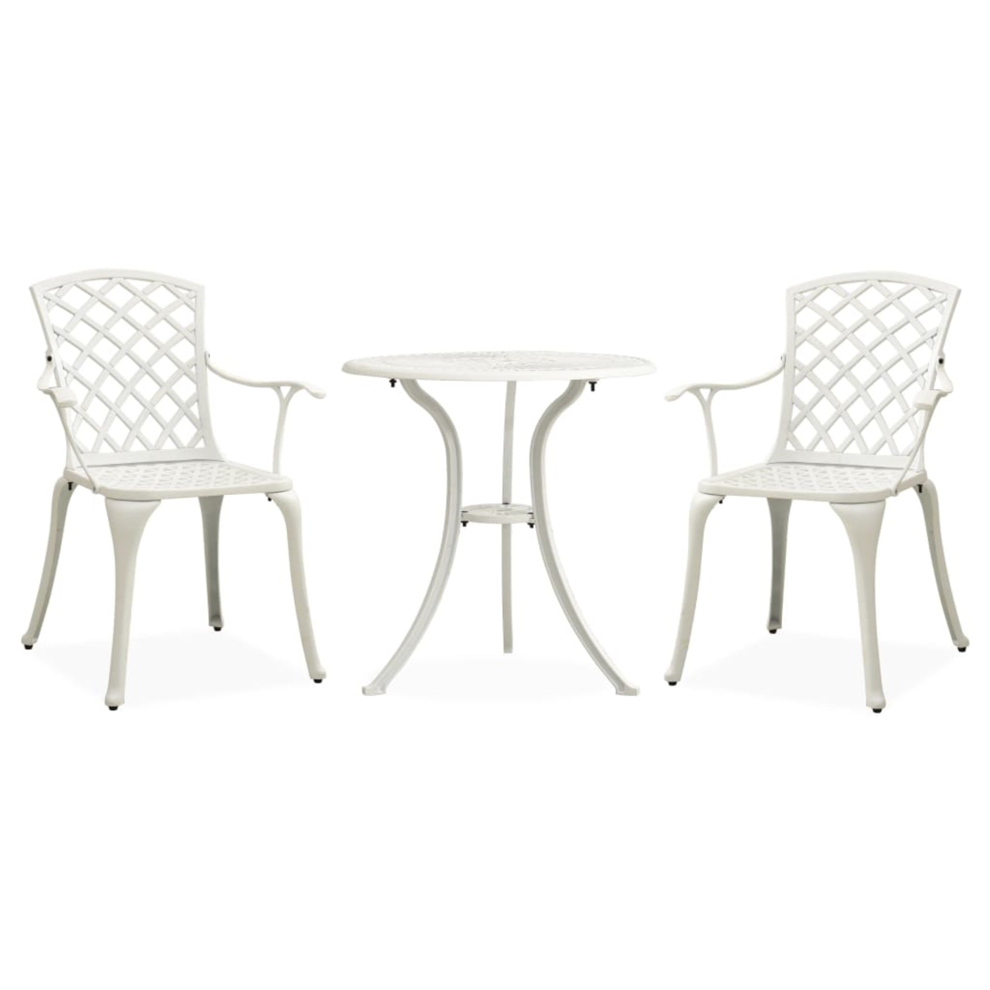 Vidaxl 3 Piece Bistro Set Cast Aluminum White