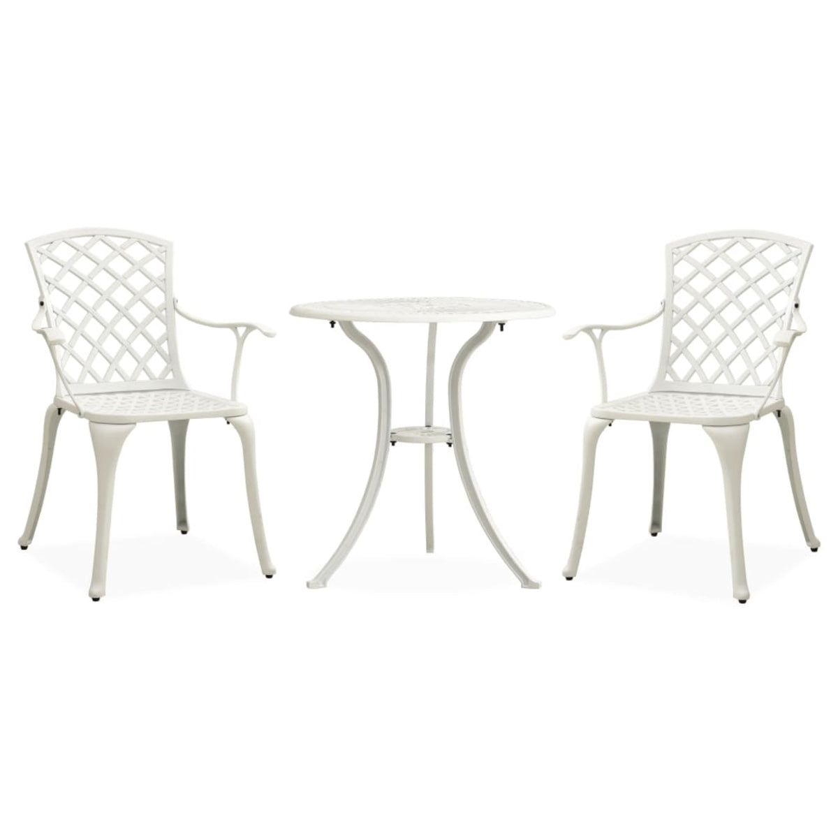 Vidaxl 3 Piece Bistro Set Cast Aluminum White