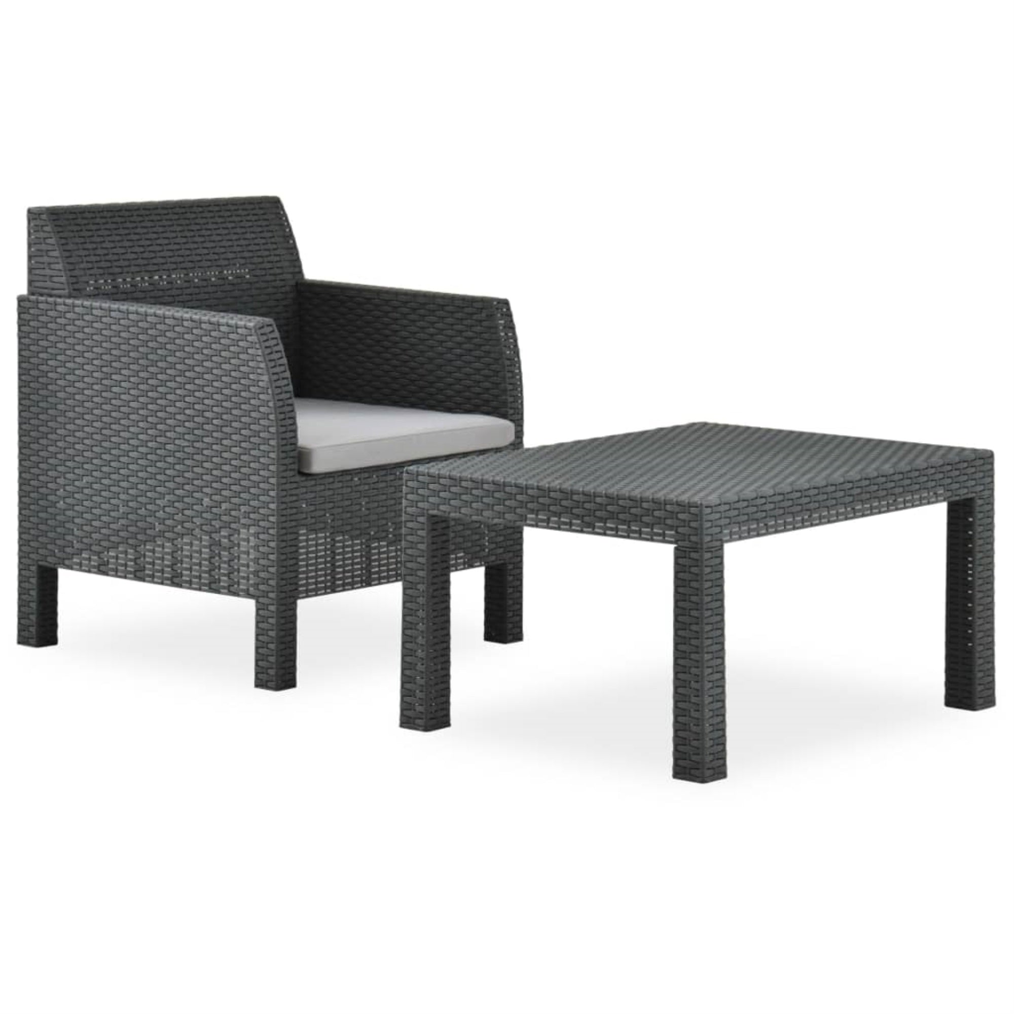 Vidaxl 2 Piece Garden Lounge Set With Cushion Pp Anthracite