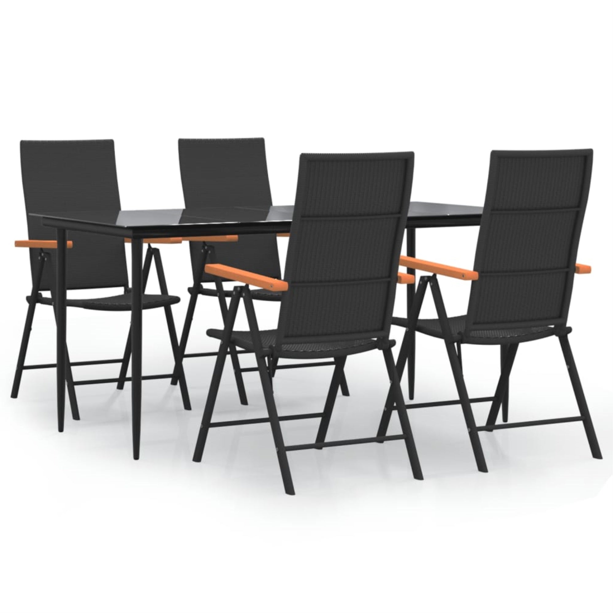 Vidaxl 5 Piece Patio Dining Set Black And Brown Poly Rattan