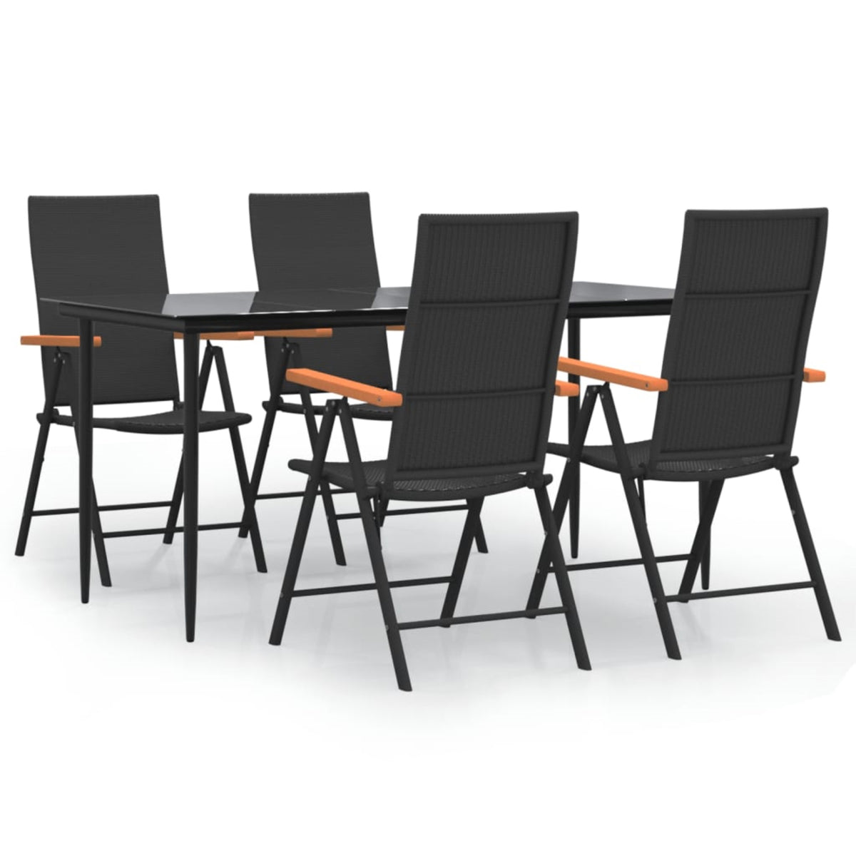 Vidaxl 5 Piece Patio Dining Set Black And Brown Poly Rattan