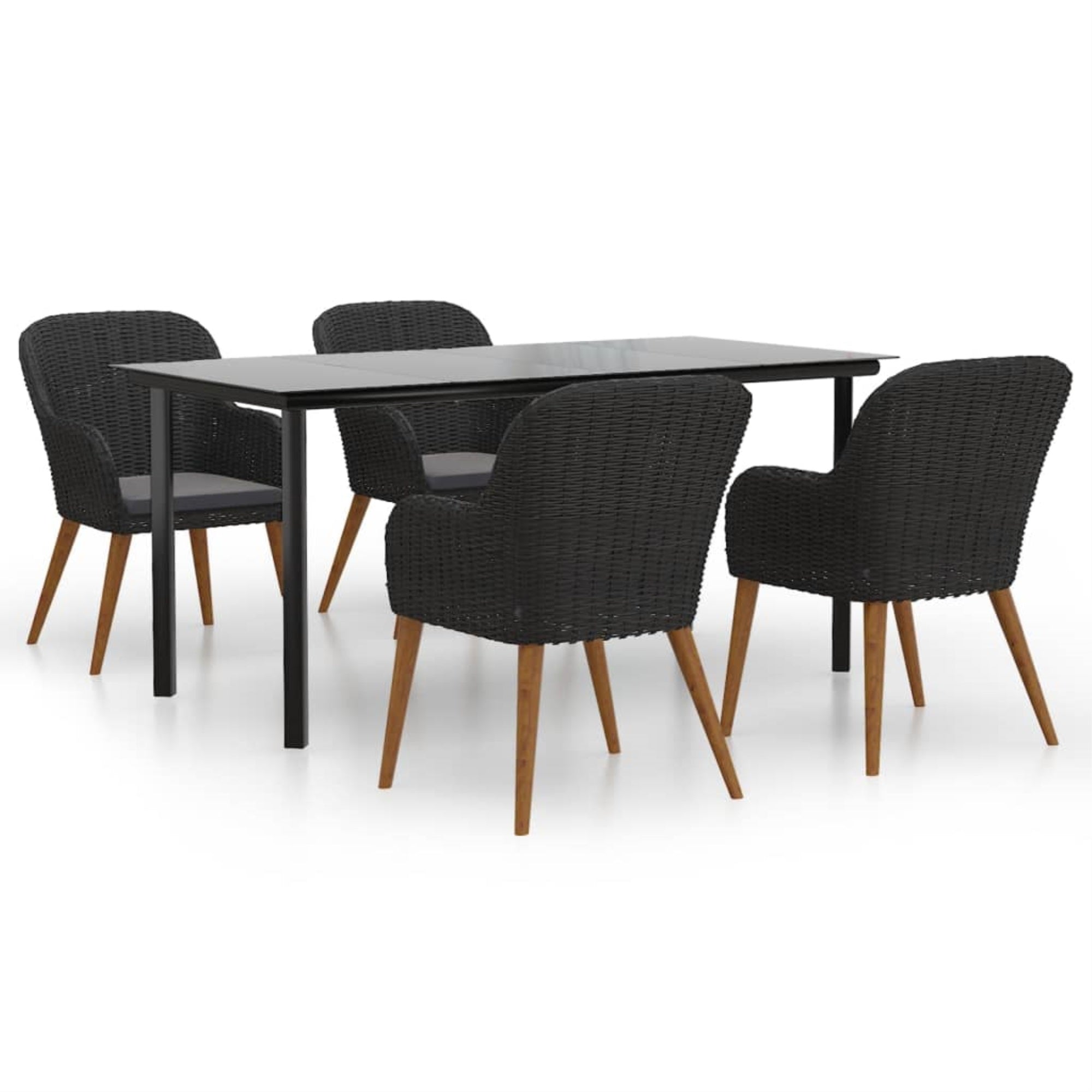 vidaXL 5 Piece Patio Dining Set with Cushions Black