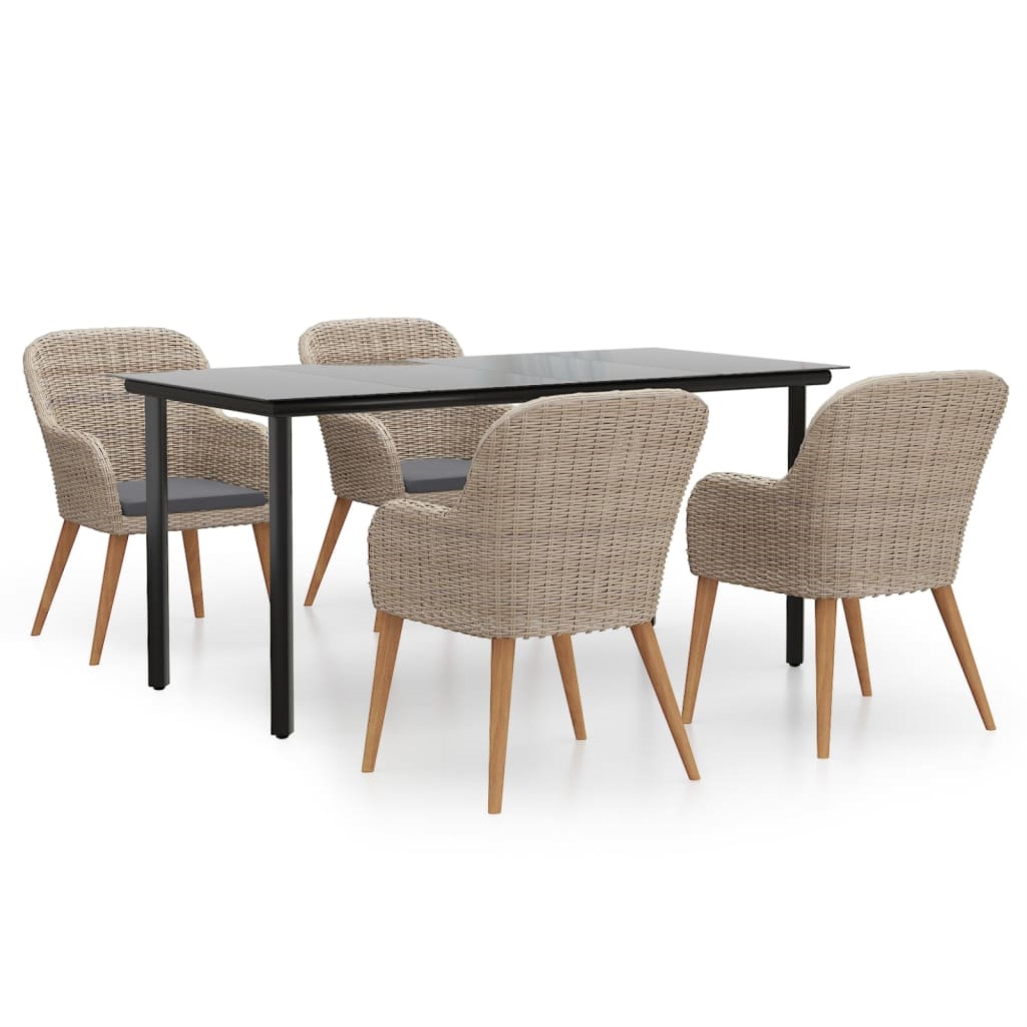 vidaXL 5 Piece Patio Dining Set with Cushions Brown