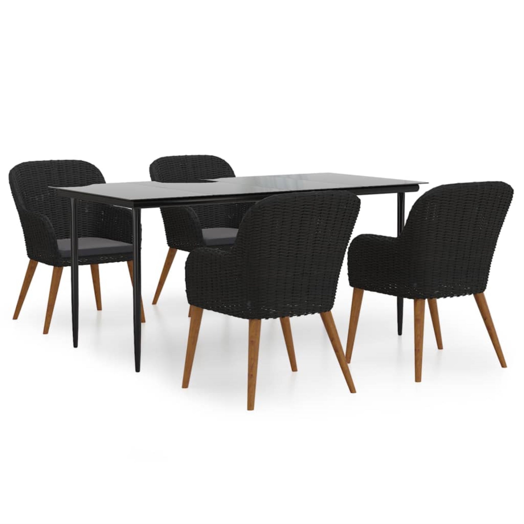 vidaXL 5 Piece Patio Dining Set with Cushions Black