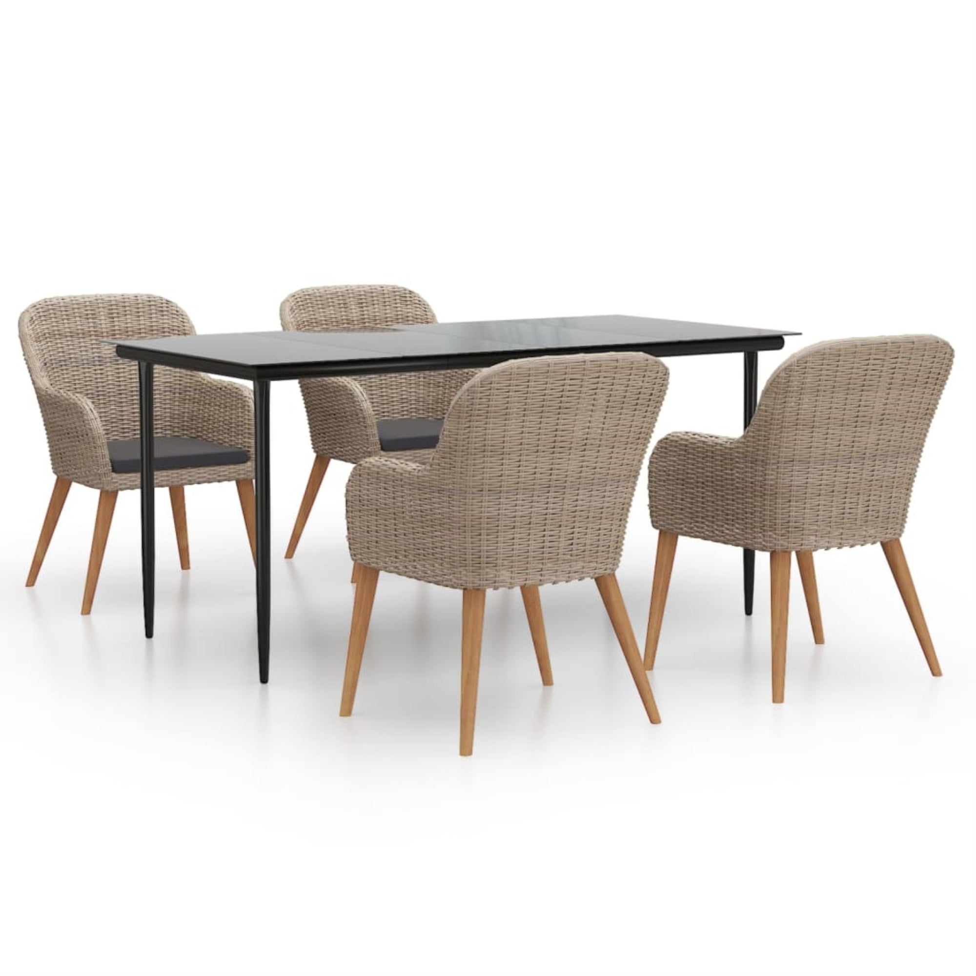 vidaXL 5 Piece Patio Dining Set with Cushions Brown