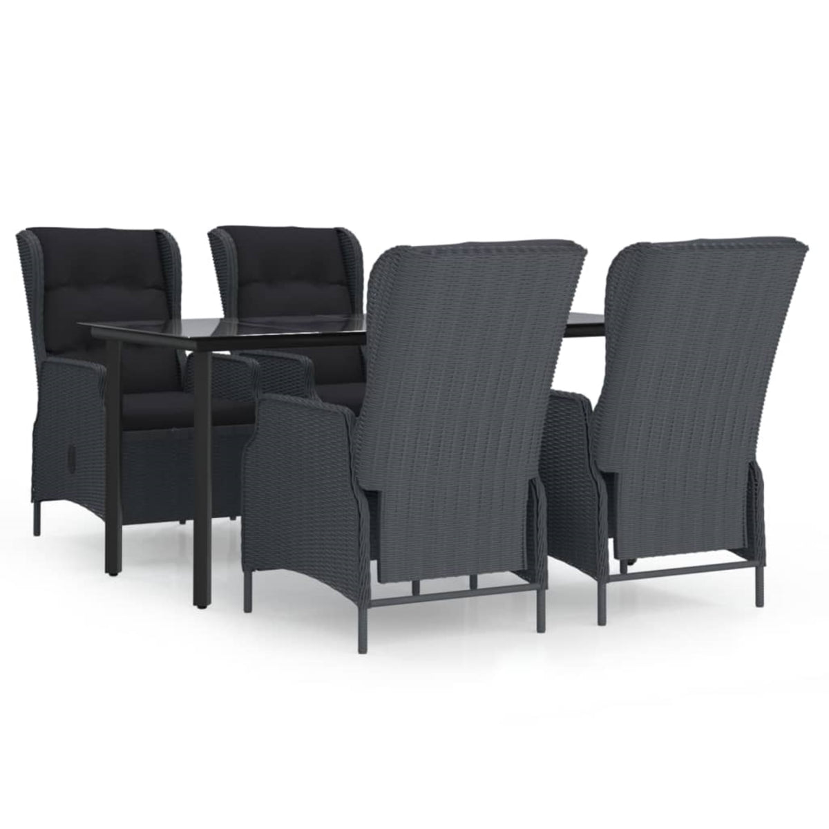 Vidaxl 5 Piece Patio Dining Set Dark Gray Poly Rattan