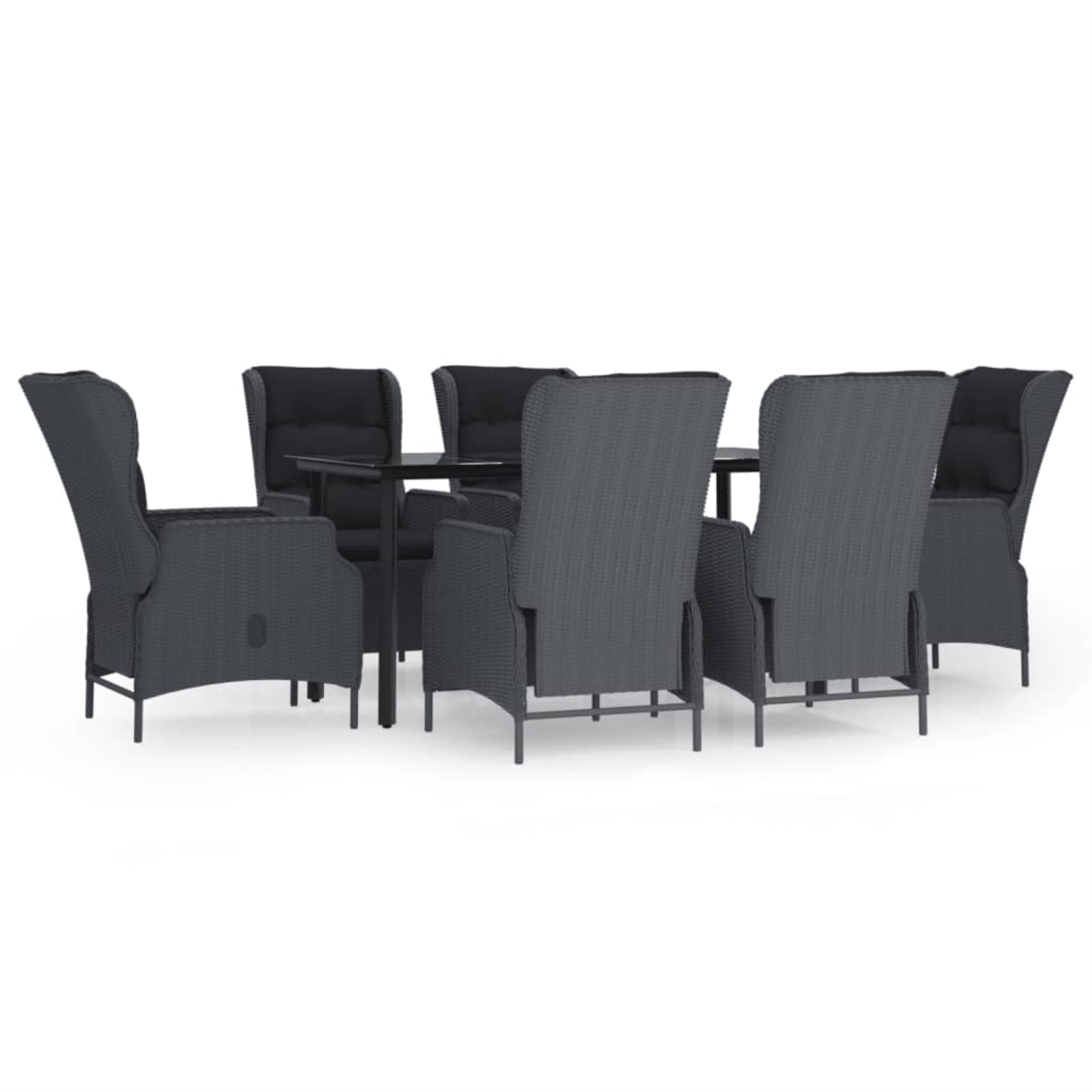Vidaxl 7 Piece Patio Dining Set Dark Gray Poly Rattan