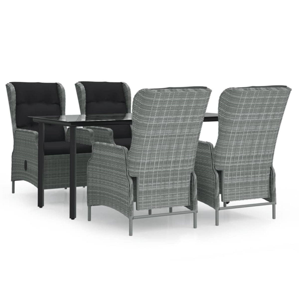 Vidaxl 5 Piece Patio Dining Set Light Gray Poly Rattan