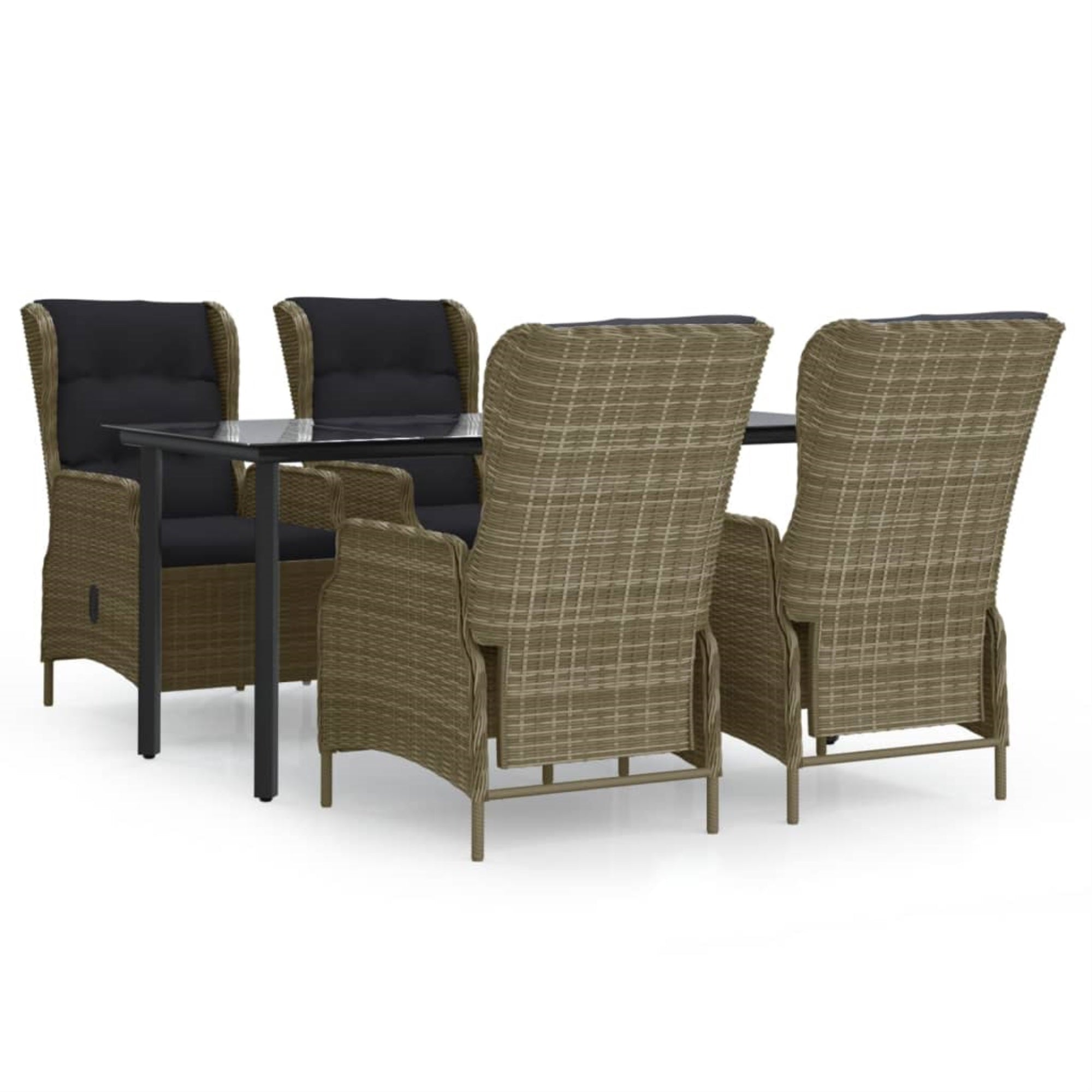vidaXL 5 Piece Patio Dining Set Brown Poly Rattan