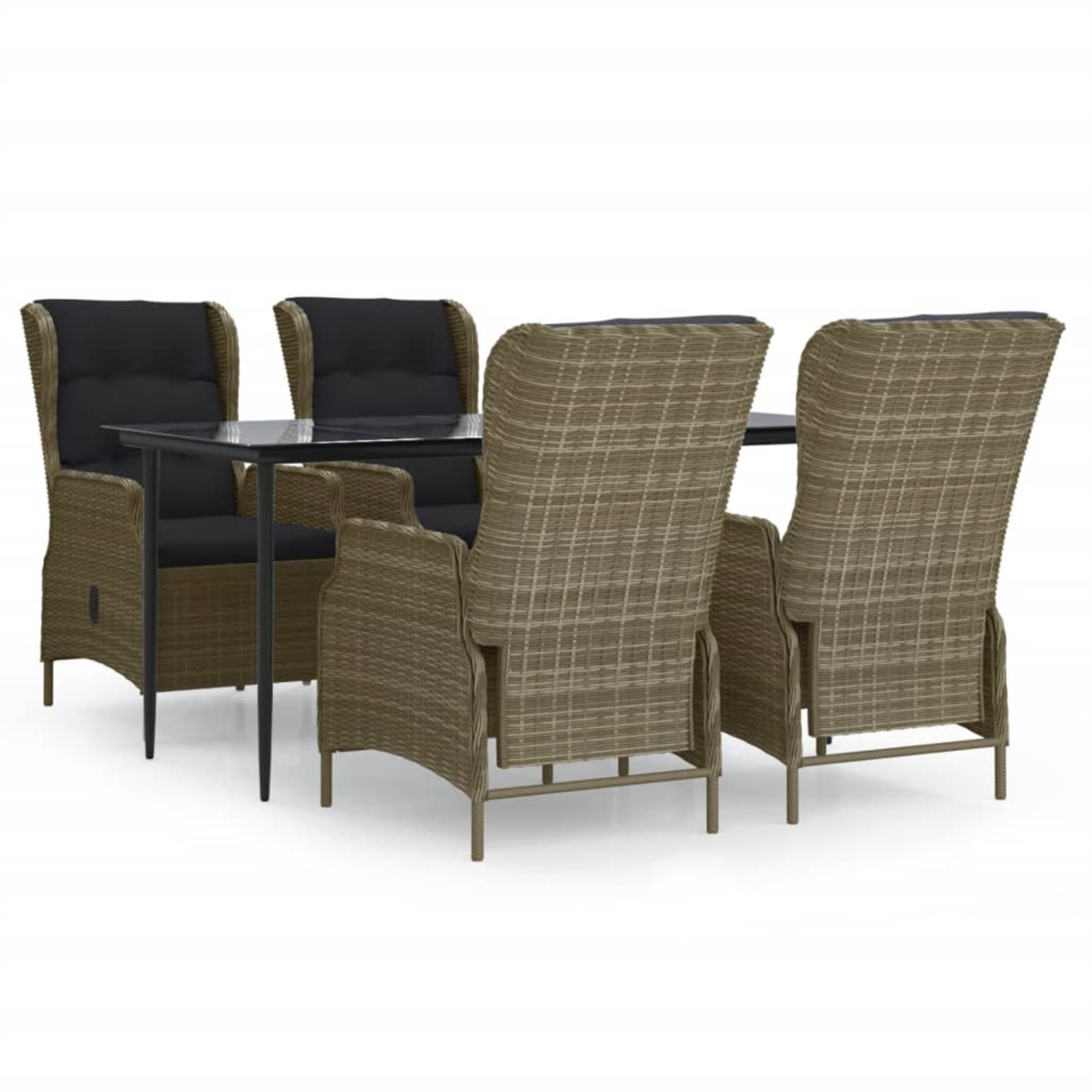 vidaXL 5 Piece Patio Dining Set Brown Poly Rattan