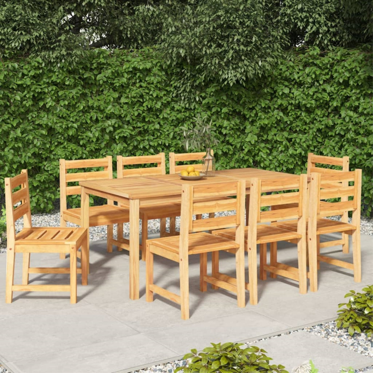 Vidaxl 9 Piece Patio Dining Set Solid Wood Teak