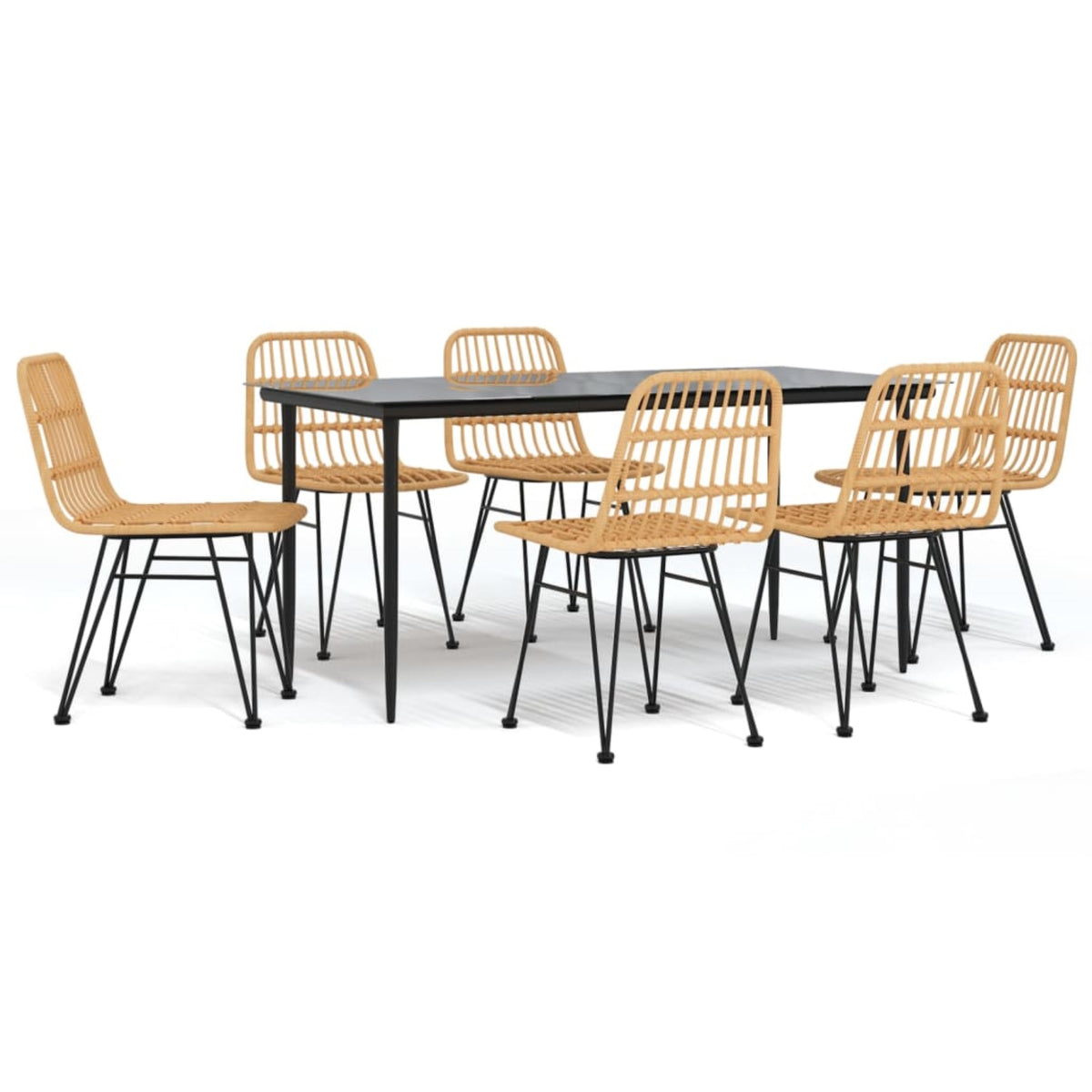 Vidaxl 7 Piece Patio Dining Set Poly Rattan