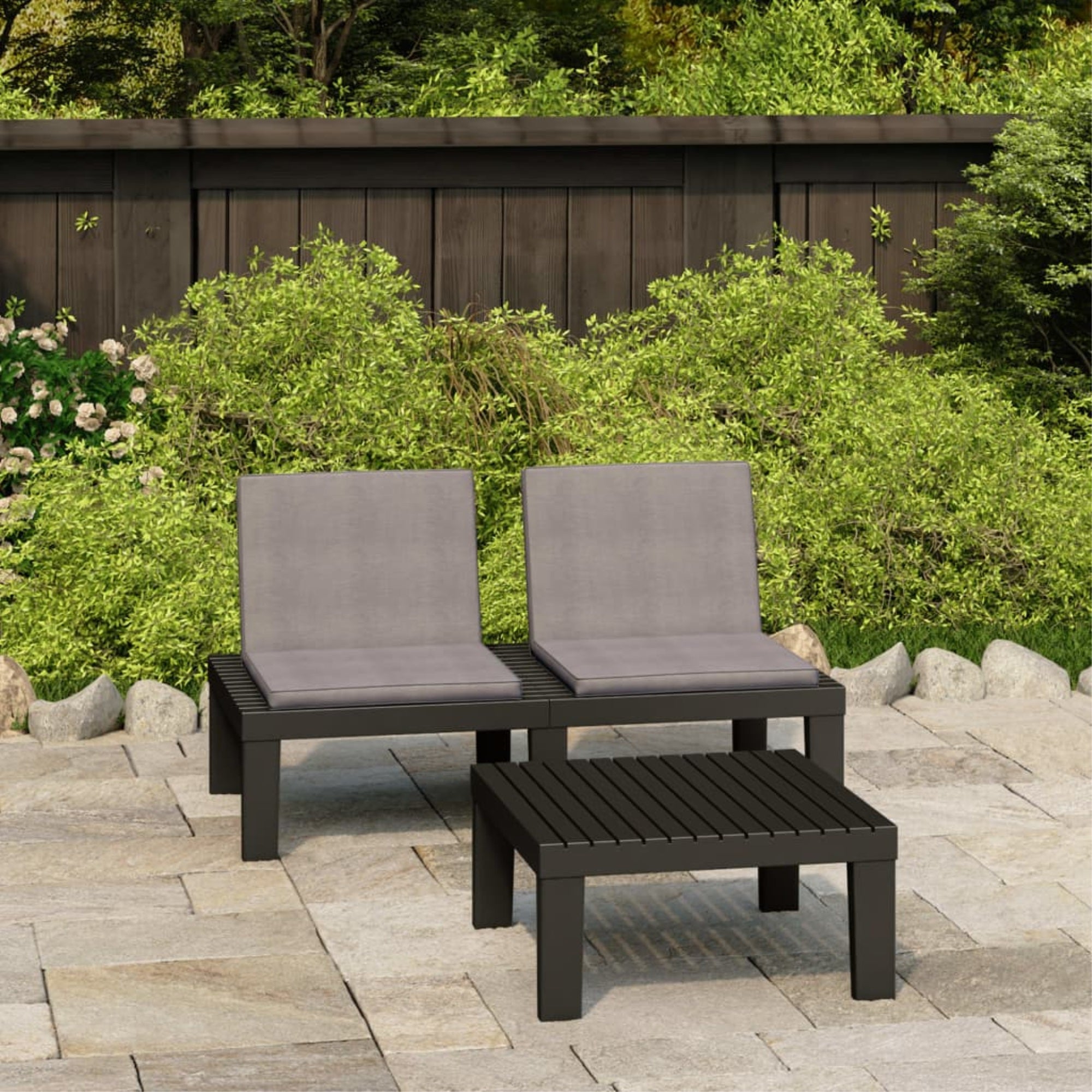 Vidaxl 2 Piece Garden Lounge Set With Cushions Plastic Gray