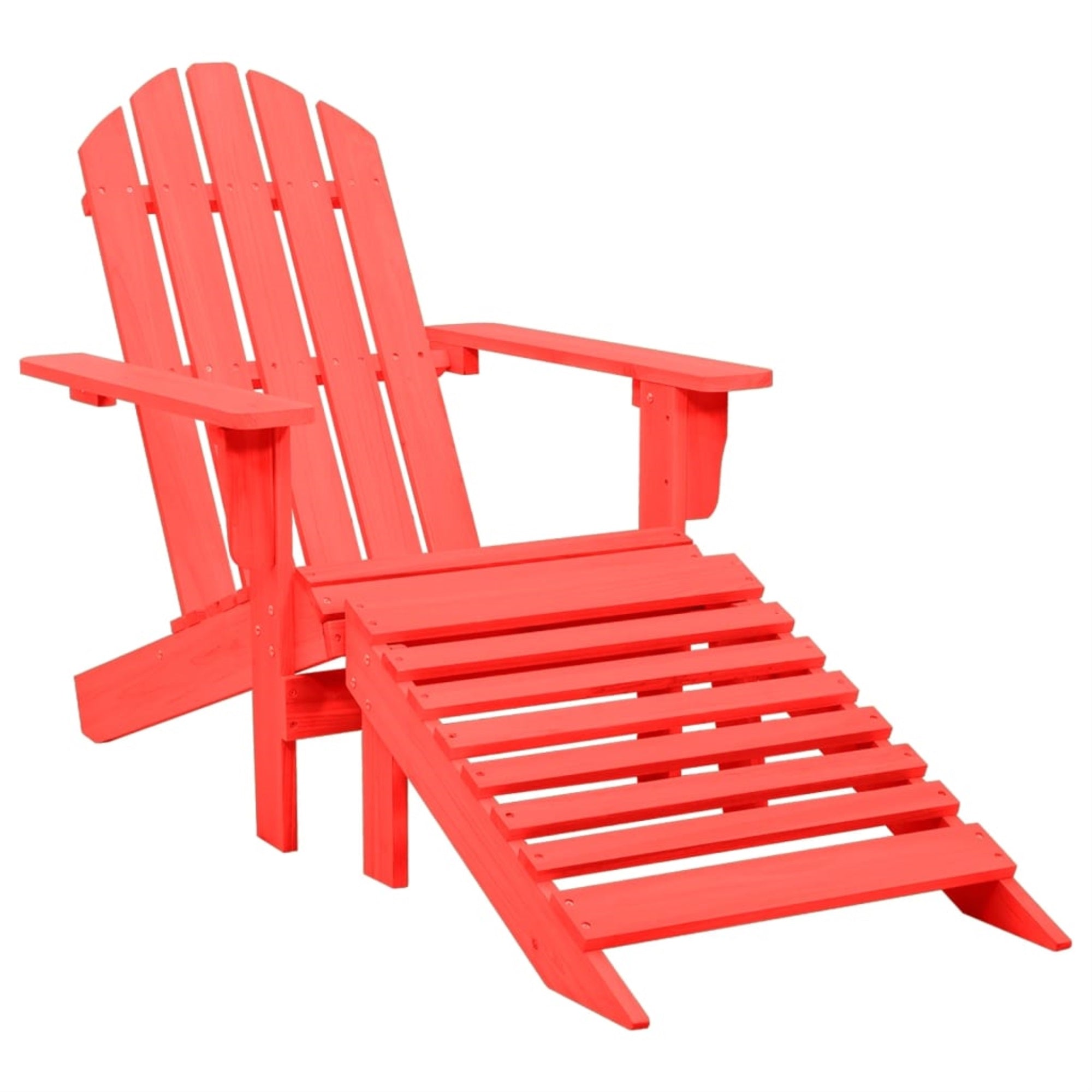 Vidaxl Patio Adirondack Chair With Ottoman Solid Fir Wood Red