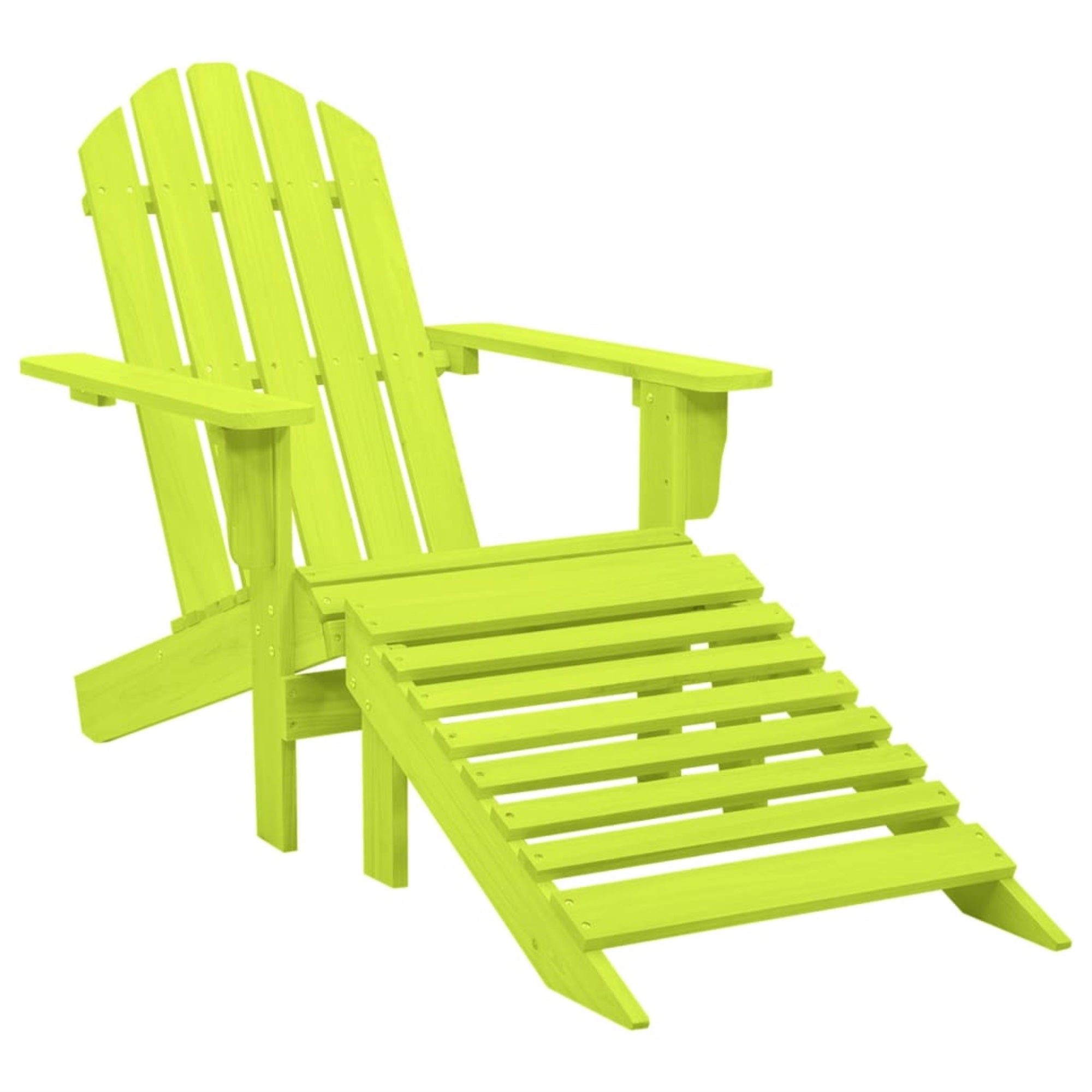 Vidaxl Patio Adirondack Chair With Ottoman Solid Fir Wood Green