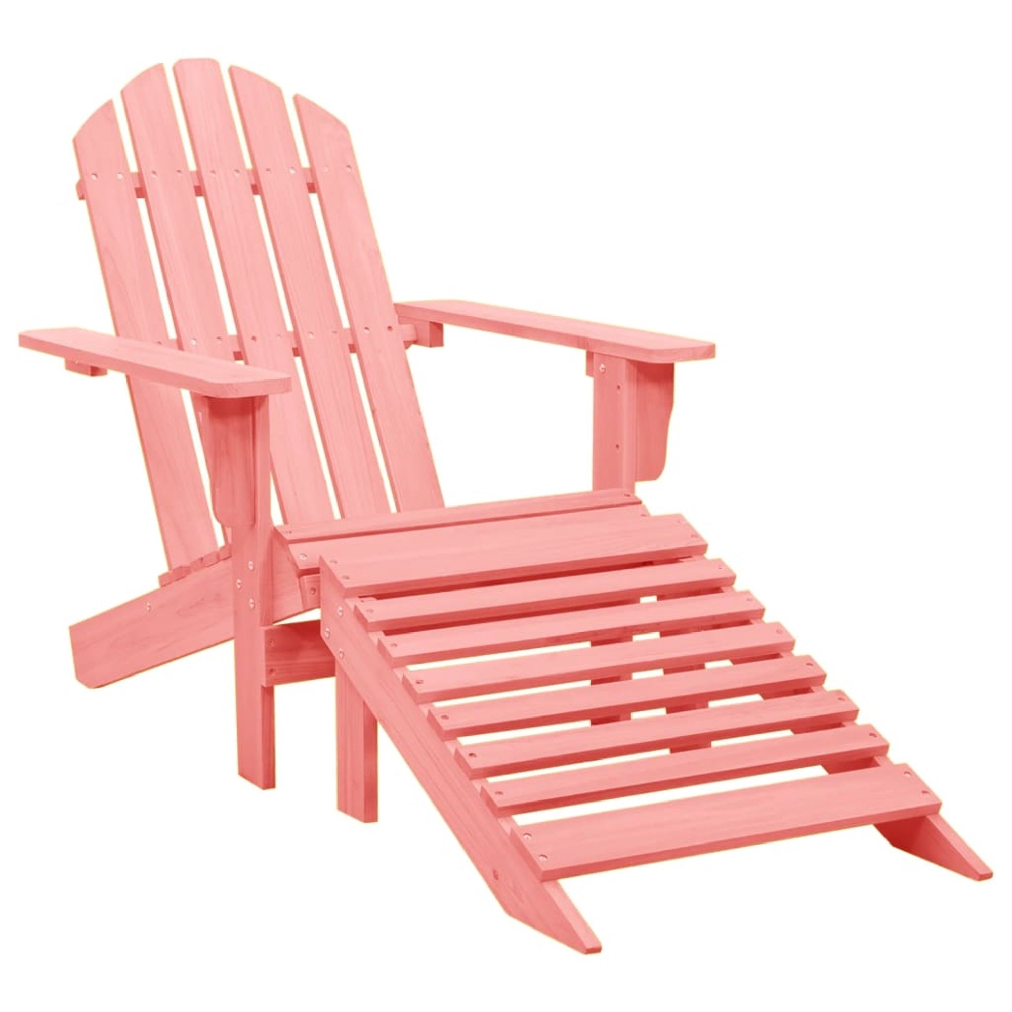 Vidaxl Patio Adirondack Chair With Ottoman Solid Fir Wood Pink