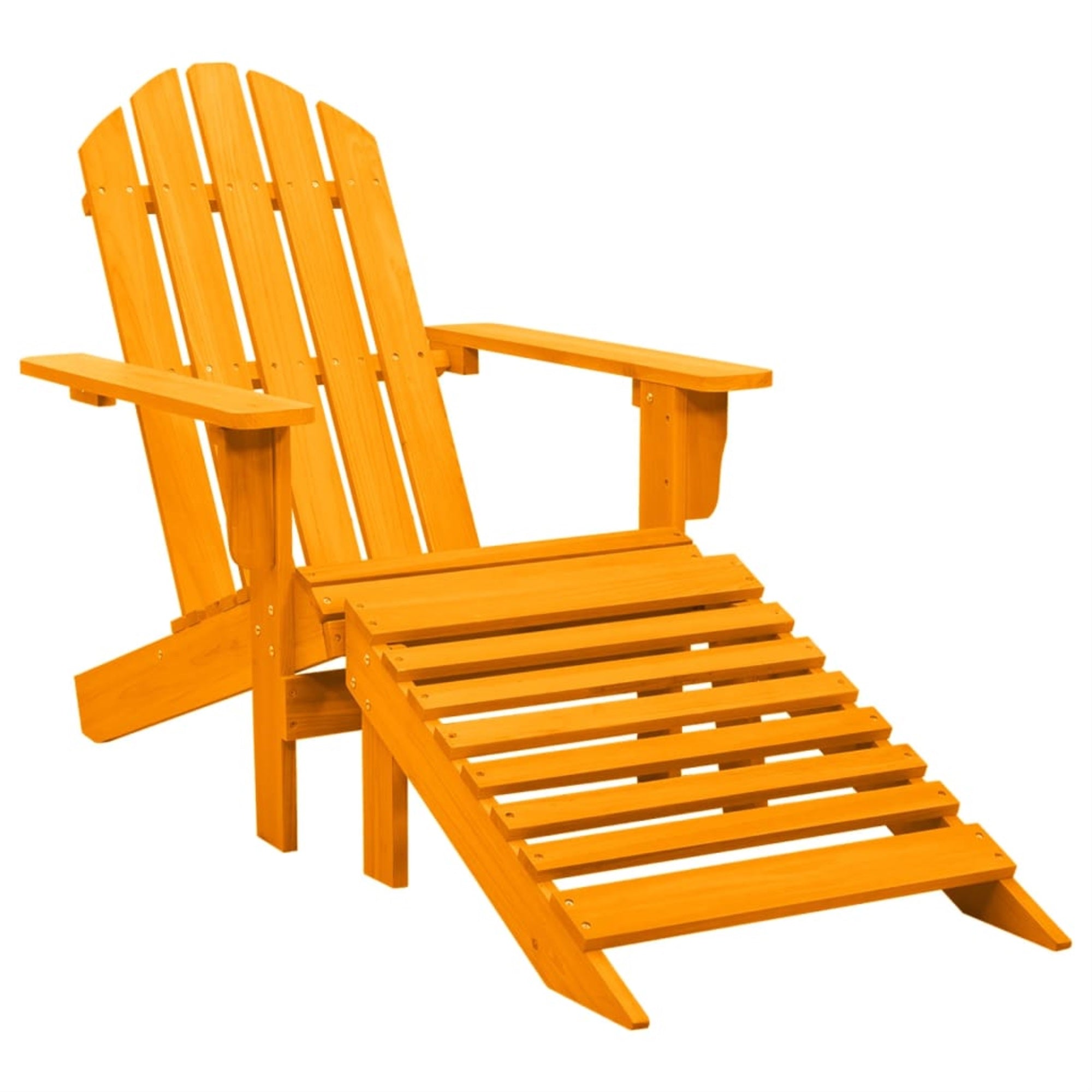 Vidaxl Patio Adirondack Chair With Ottoman Solid Fir Wood Orange