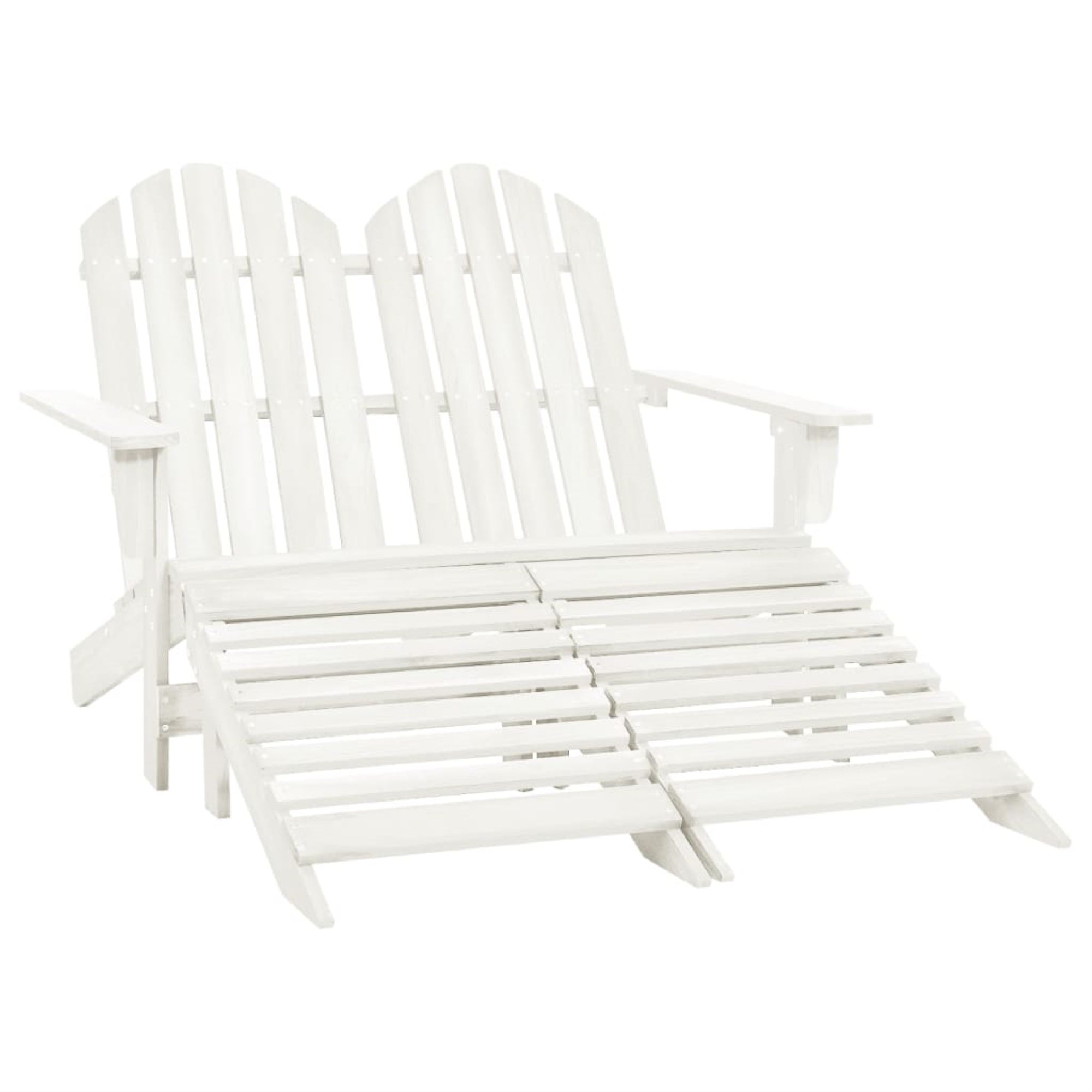 Vidaxl 2-Seater Patio Adirondack Chair&Ottoman Fir Wood White