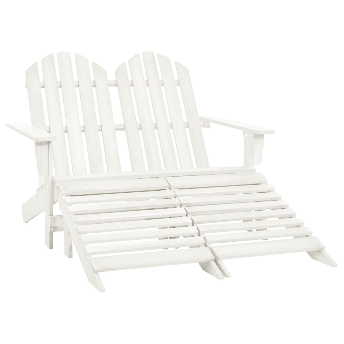 Vidaxl 2-Seater Patio Adirondack Chair&Ottoman Fir Wood White