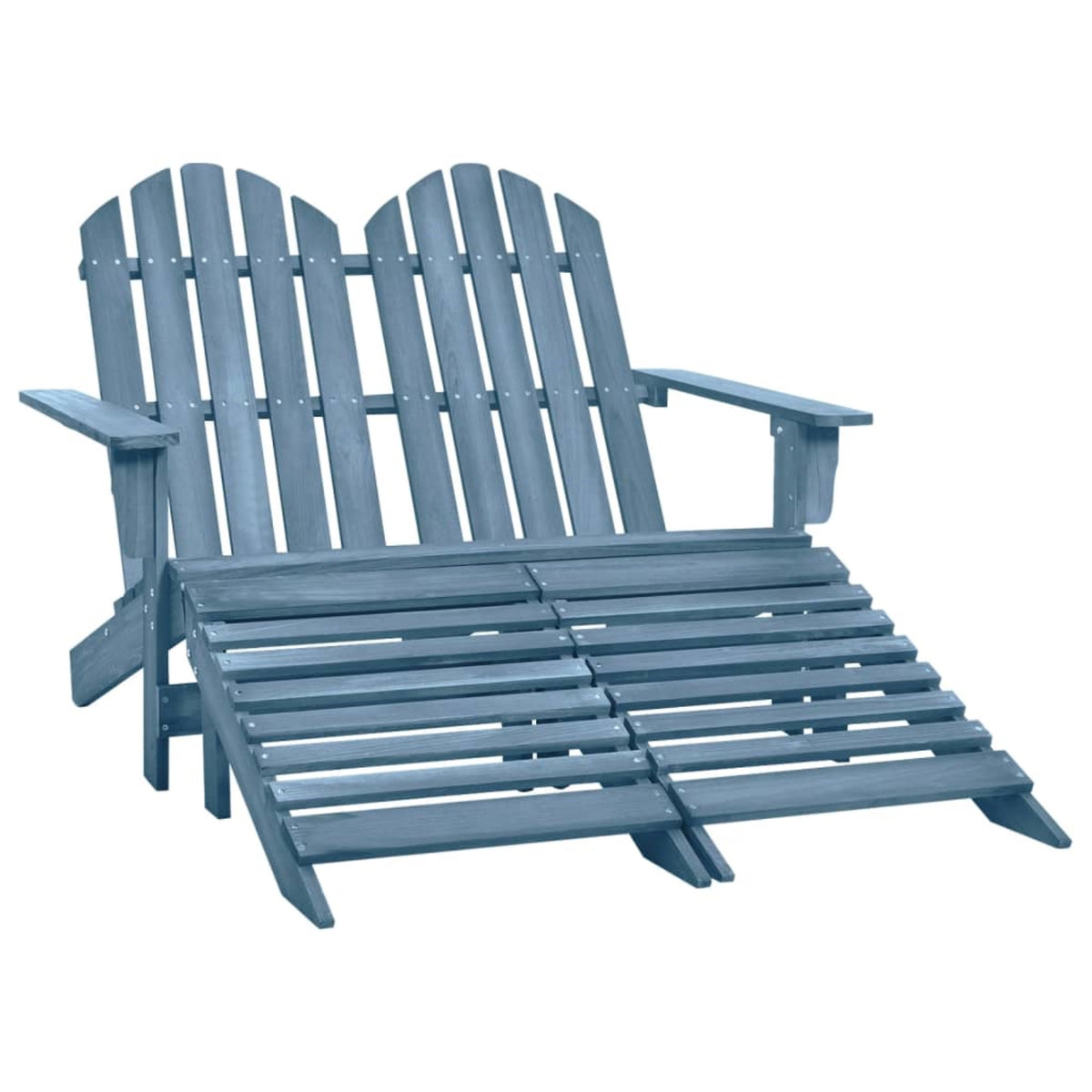 Vidaxl 2-Seater Patio Adirondack Chair&Ottoman Fir Wood Blue