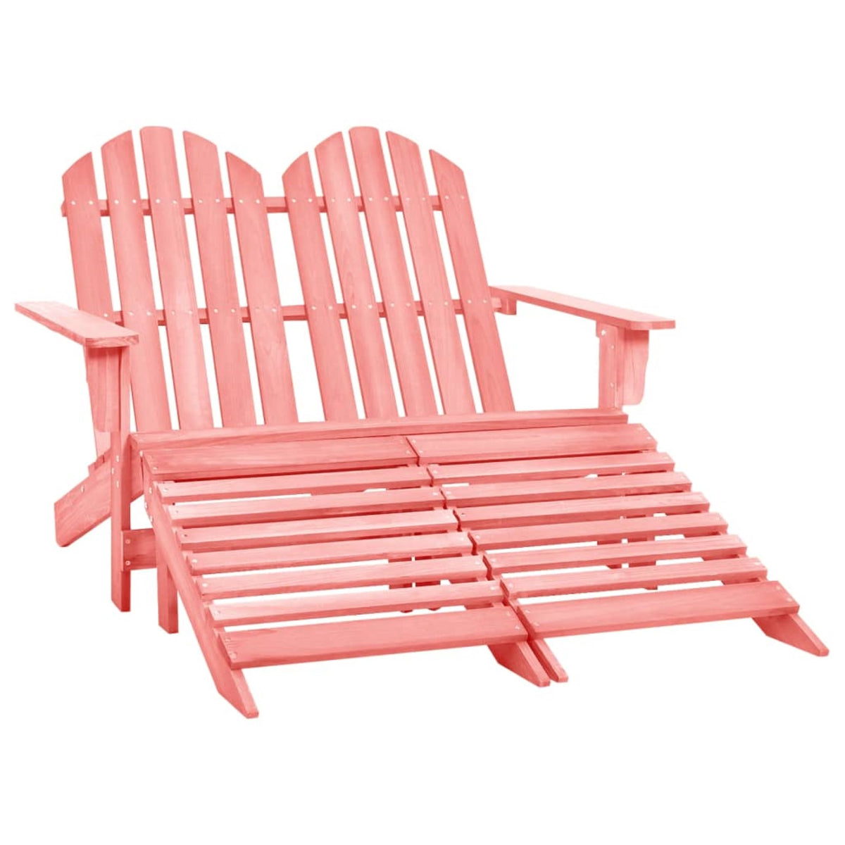 Vidaxl 2-Seater Patio Adirondack Chair&Ottoman Fir Wood Pink
