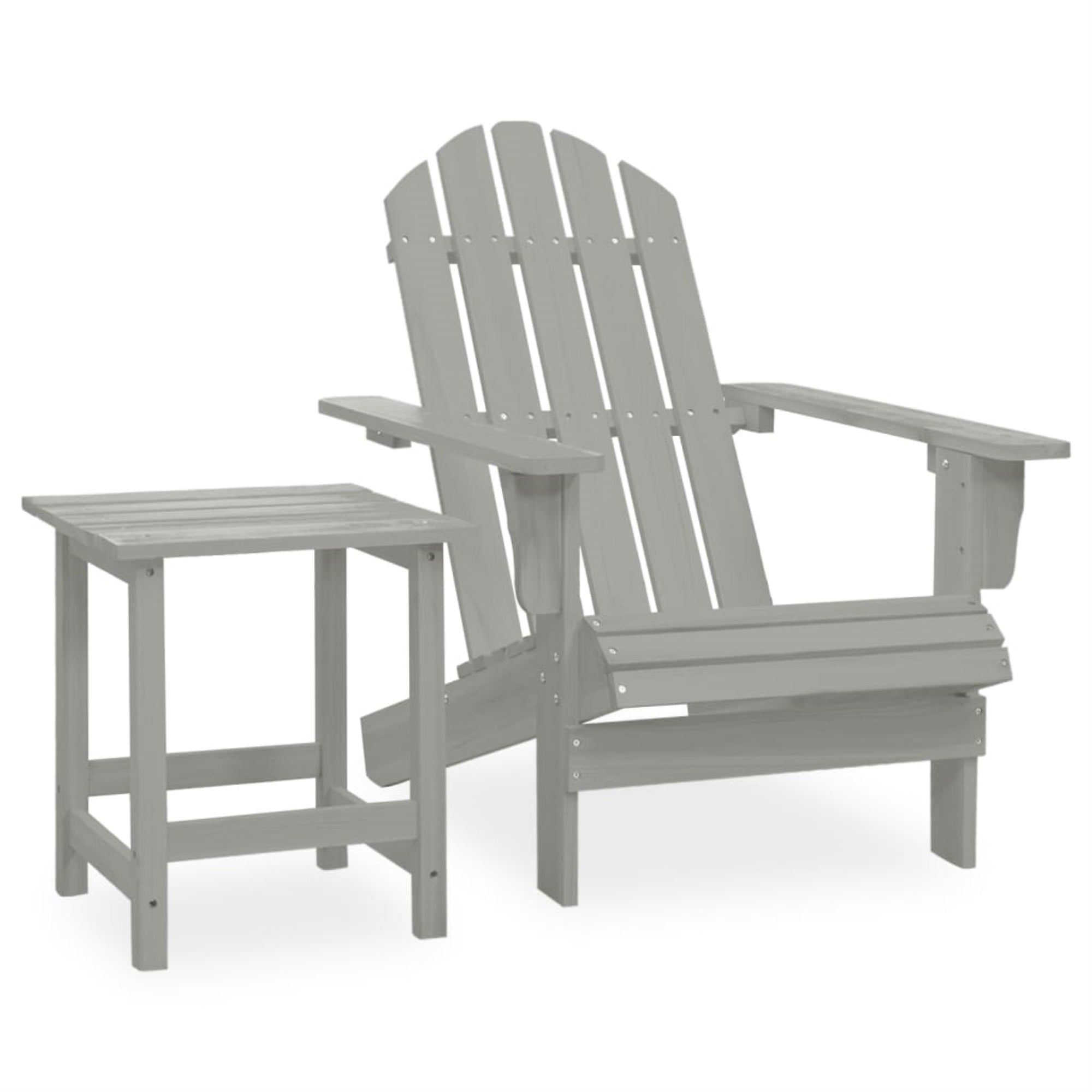 Vidaxl Patio Adirondack Chair With Table Solid Fir Wood Gray