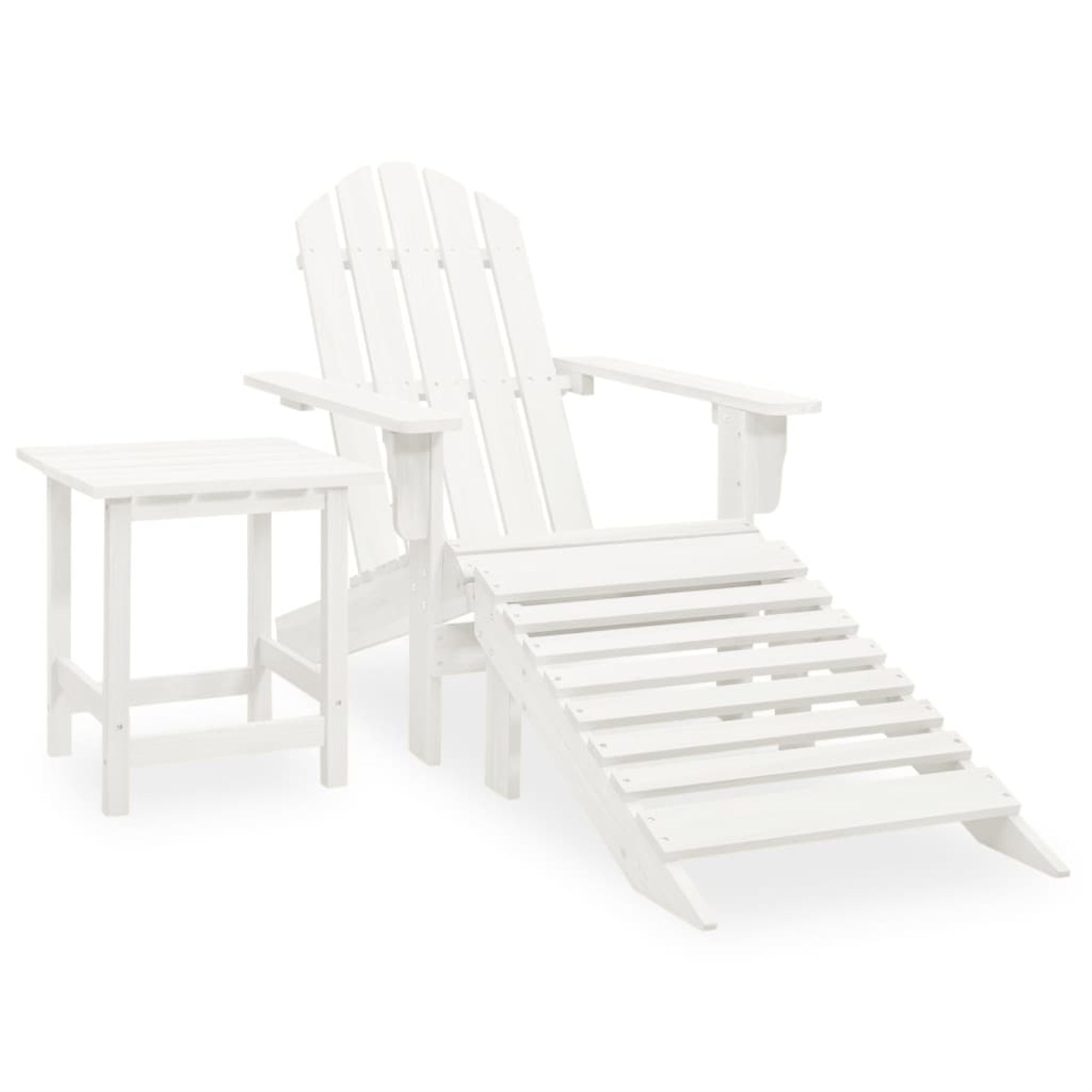 Vidaxl Patio Adirondack Chair With Ottoman&Table Solid Fir Wood White