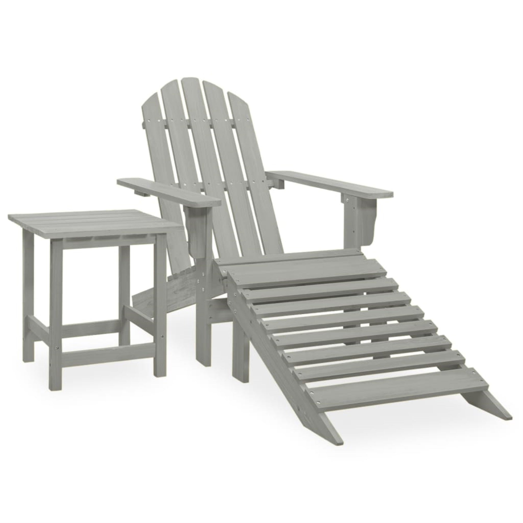 Vidaxl Patio Adirondack Chair With Ottoman&Table Solid Fir Wood Gray