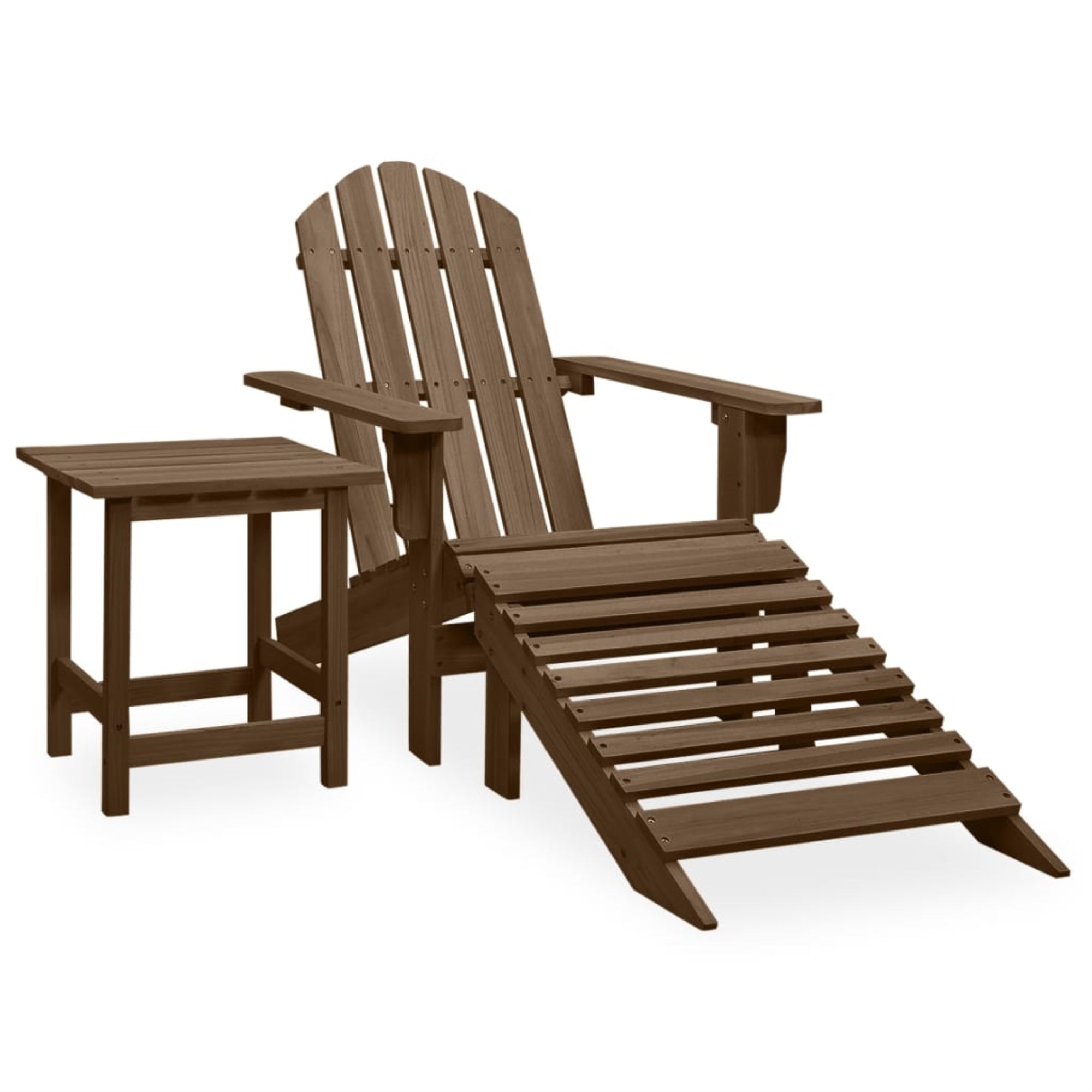 Vidaxl Patio Adirondack Chair With Ottoman&Table Solid Fir Wood Brown
