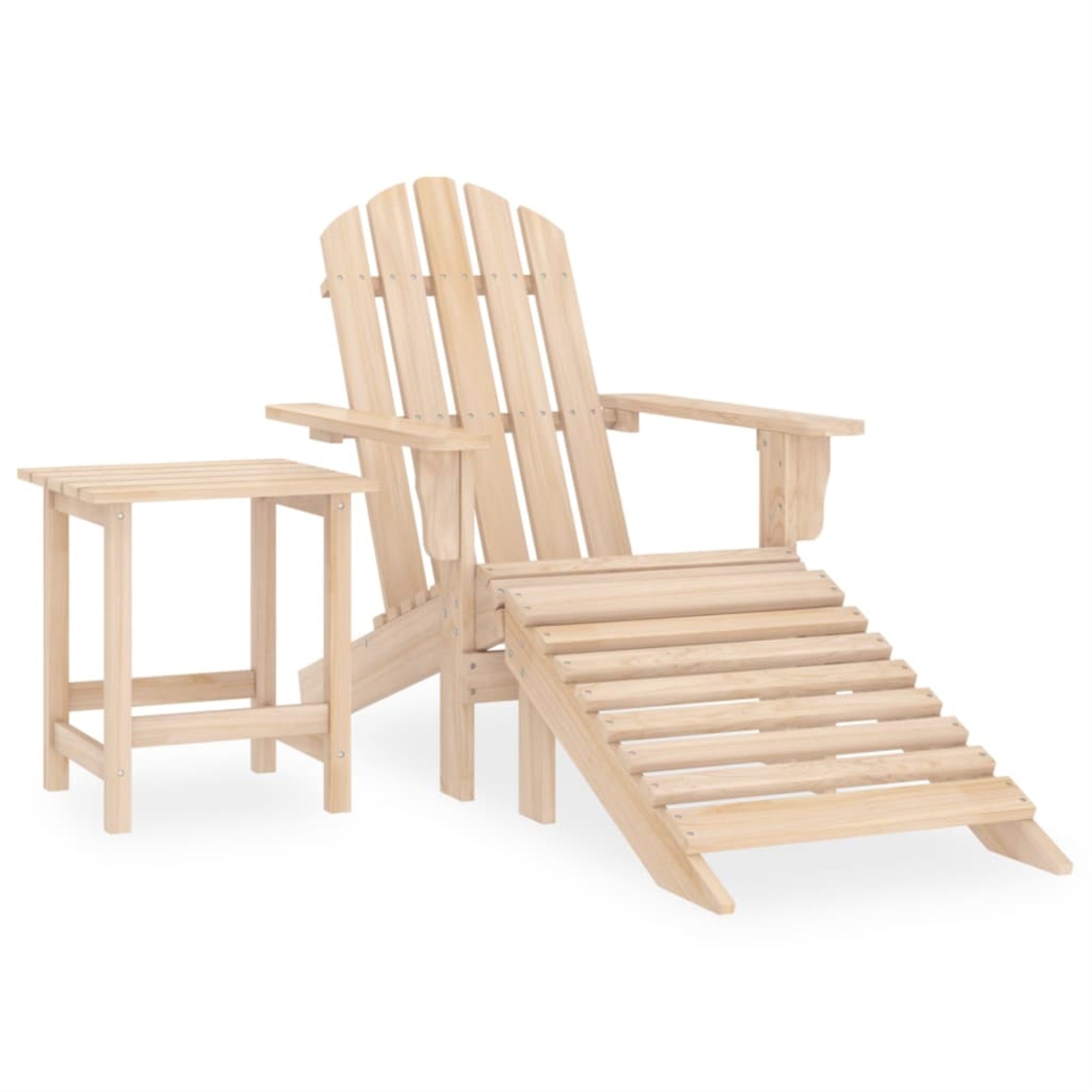 Vidaxl Patio Adirondack Chair With Ottoman And Table Solid Fir Wood