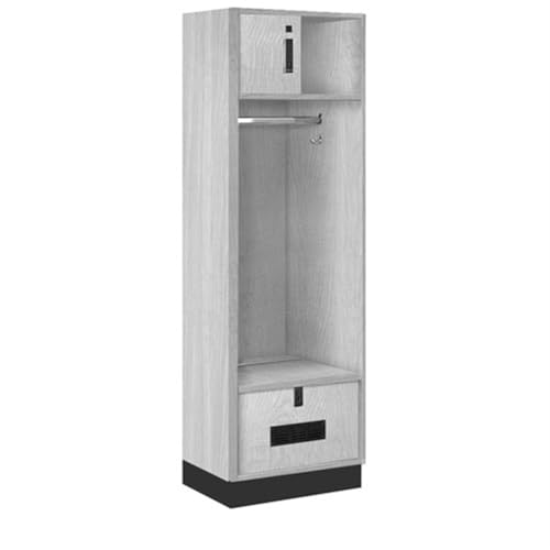Salsbury 24 Wide Premier Wood Open Access Locker - 6 Feet High - 18 Inches Deep - Silver Teak - Black Electronic Locks