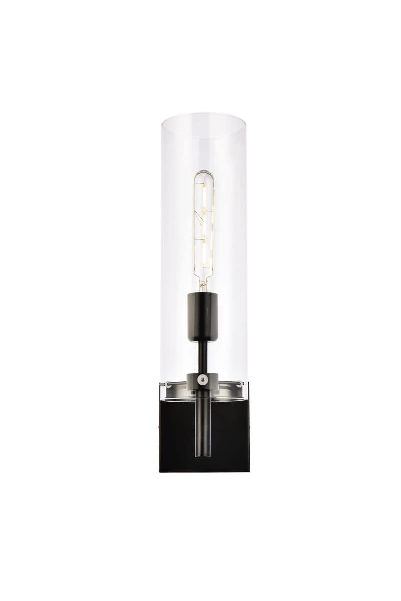 Living District Savant 1-Light Metal Wall Sconce In Black And Clear