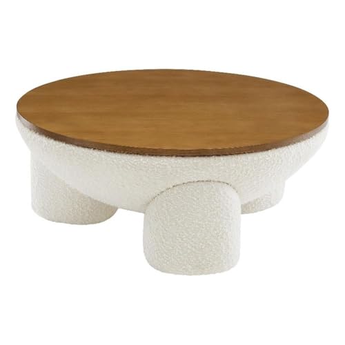 Tridome Round Boucle Upholstered Storage Coffee Table by Modway