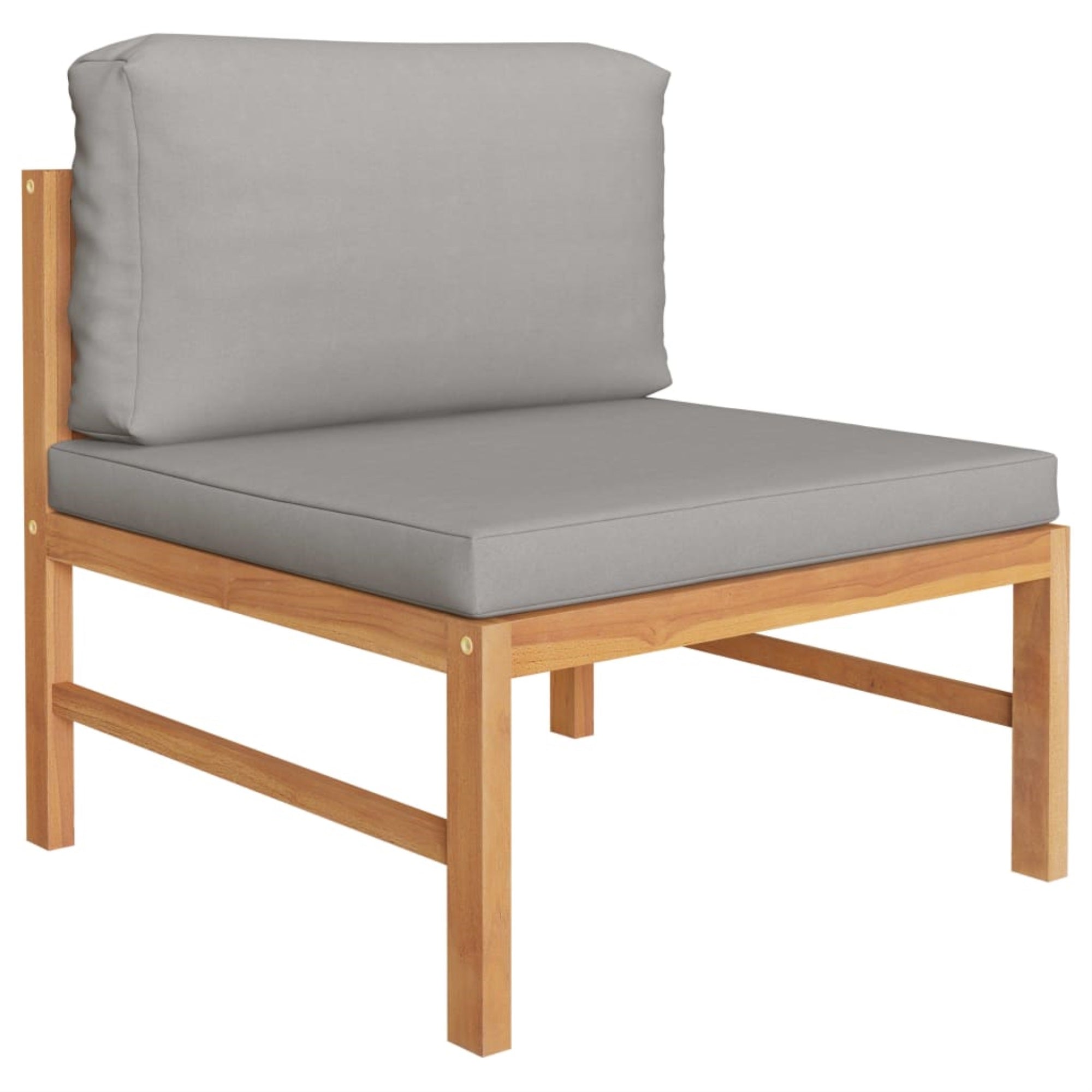 Vidaxl Middle Sofa With Dark Gray Cushions Solid Teak Wood