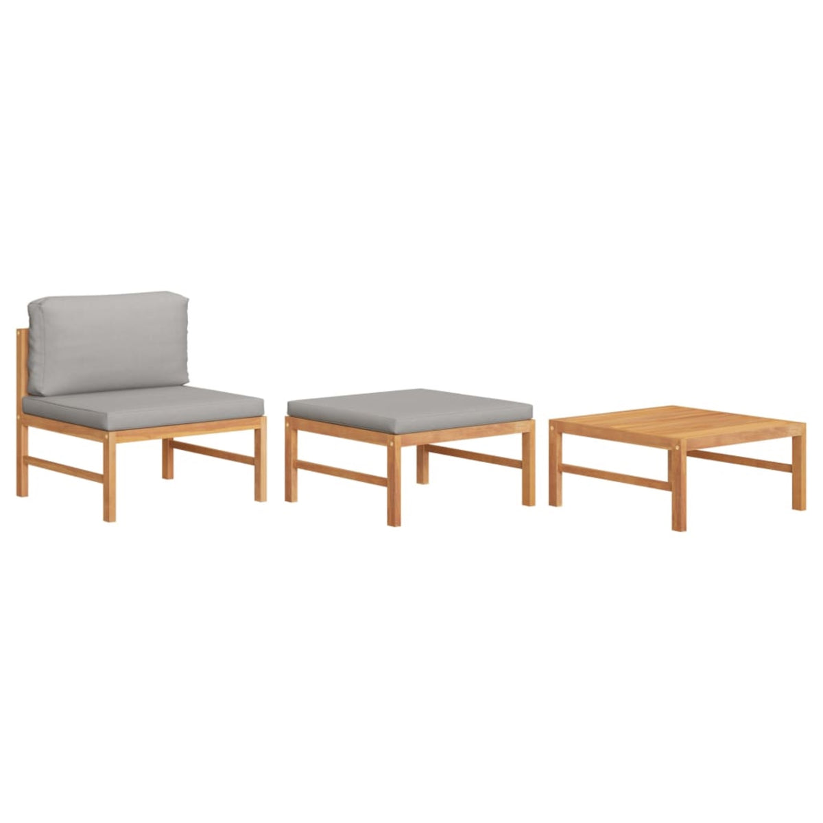 Vidaxl 3 Piece Garden Lounge Set With Dark Gray Cushions Teak Wood
