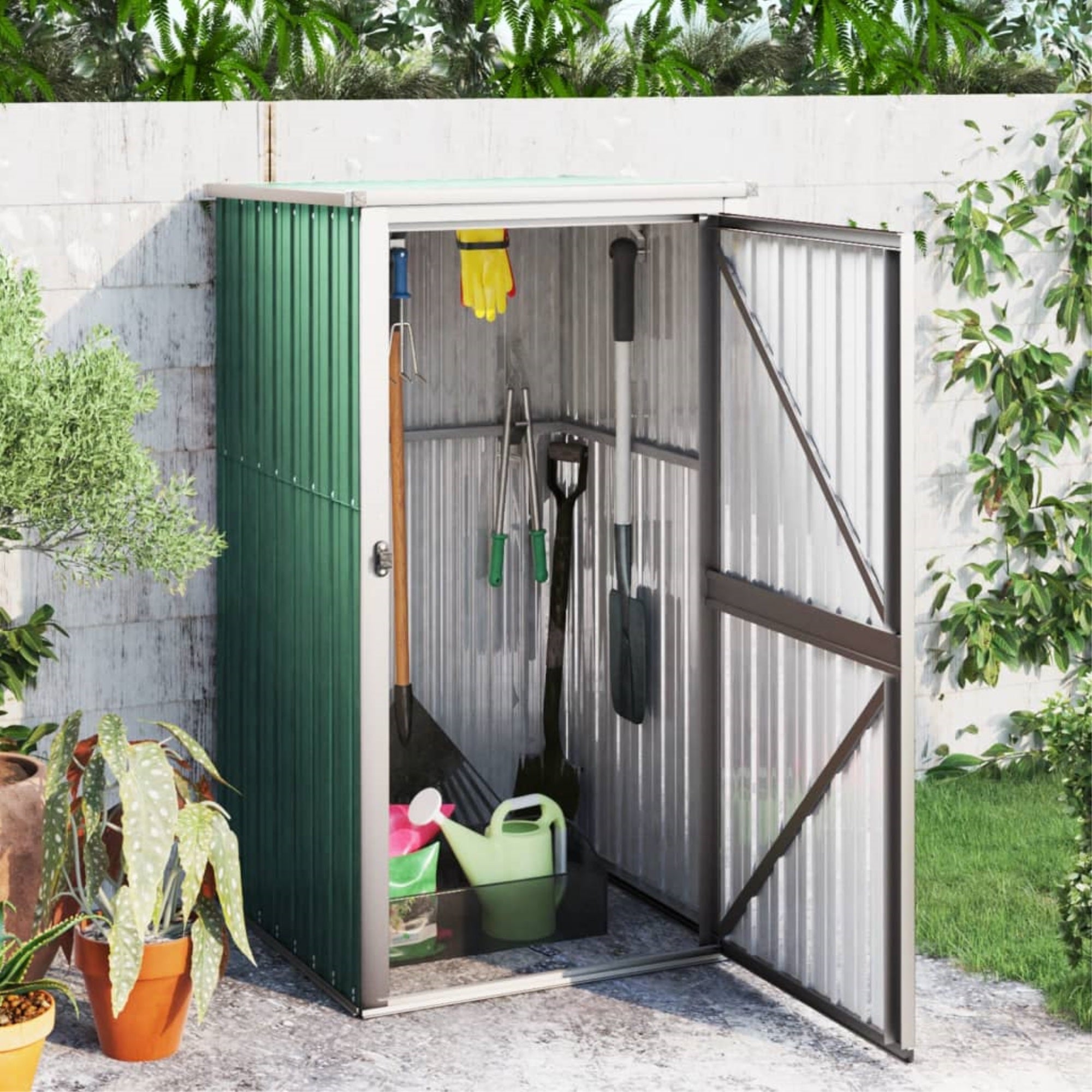 Vidaxl Patio Tool Shed Green 34.6'X35'X63.4' Galvanized Steel