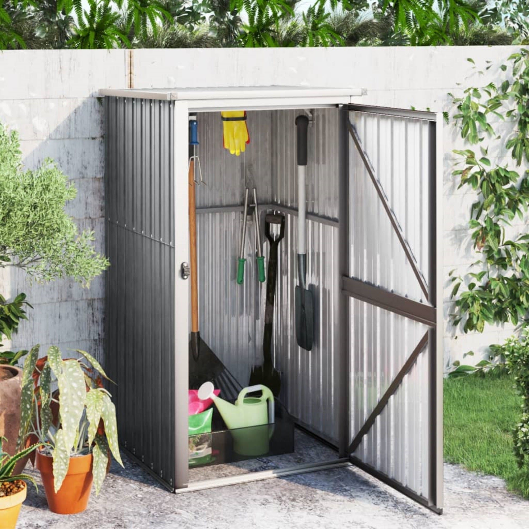 Vidaxl Garden Tool Shed Gray 34.6'X35'X63.4' Galvanized Steel