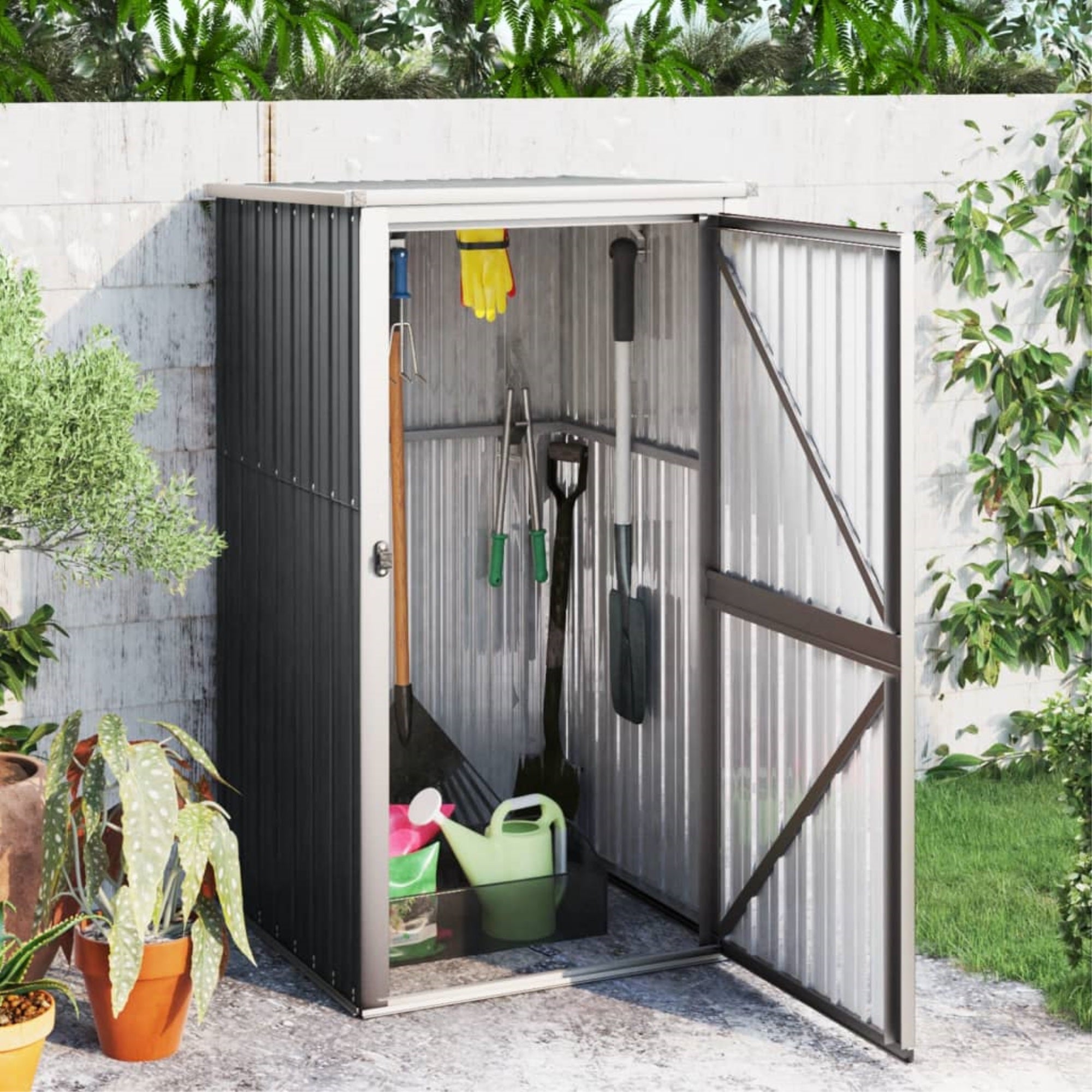 Vidaxl Garden Tool Shed Anthracite 34.6'X35'X63.4' Galvanized Steel