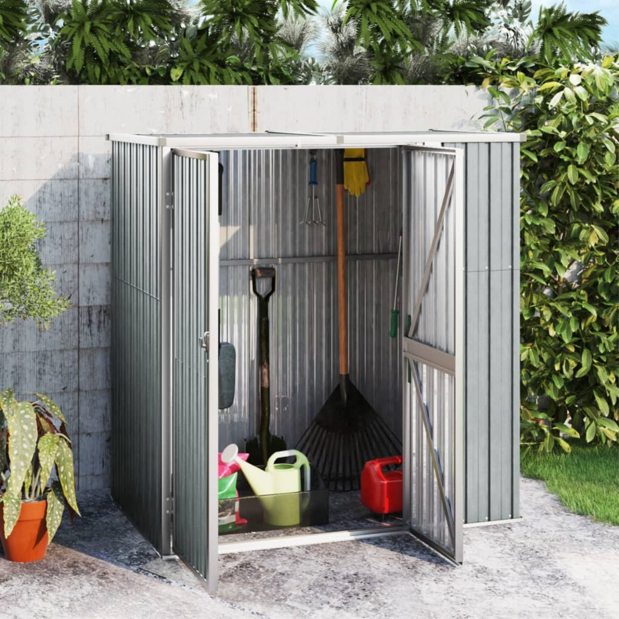 Vidaxl Garden Tool Shed Gray 63.4'X35'X63.4' Galvanized Steel
