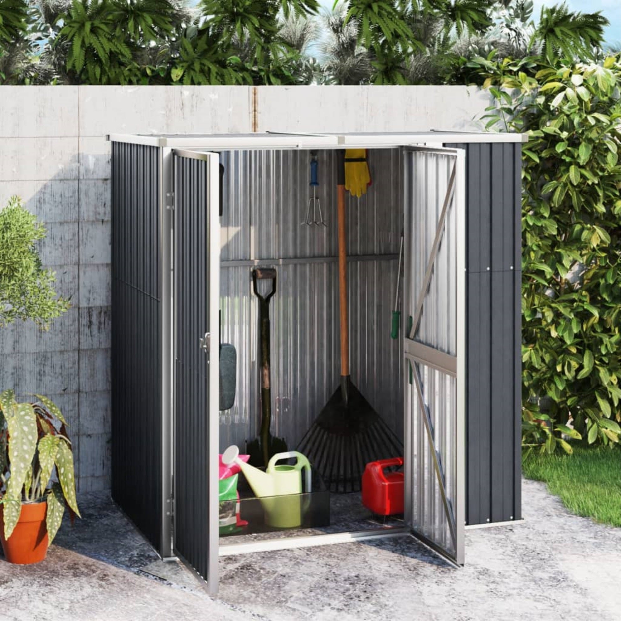 Vidaxl Garden Tool Shed Anthracite 63.4'X35'X63.4' Galvanized Steel