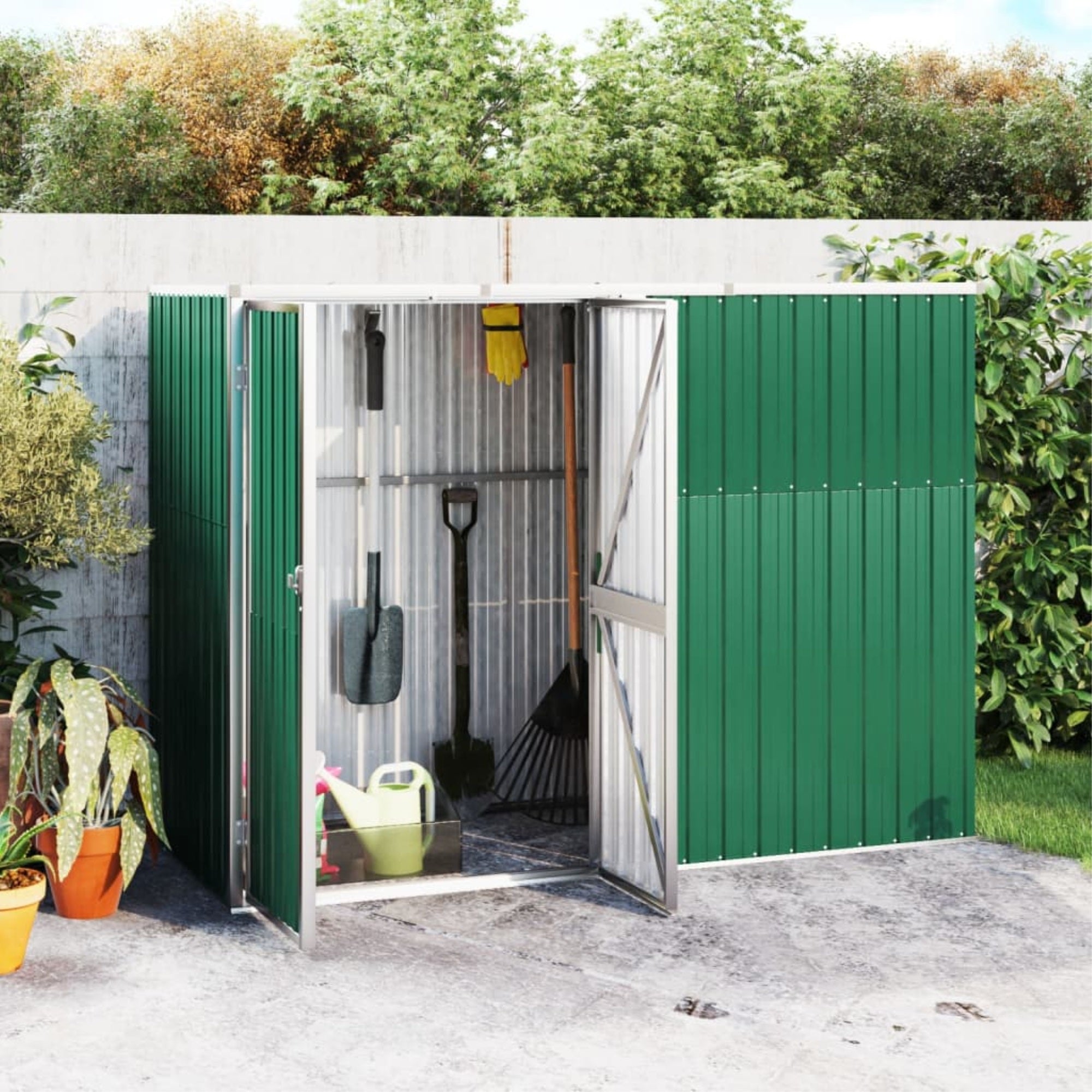 Vidaxl Garden Tool Shed Green 88.6'X35'X63.4' Galvanized Steel