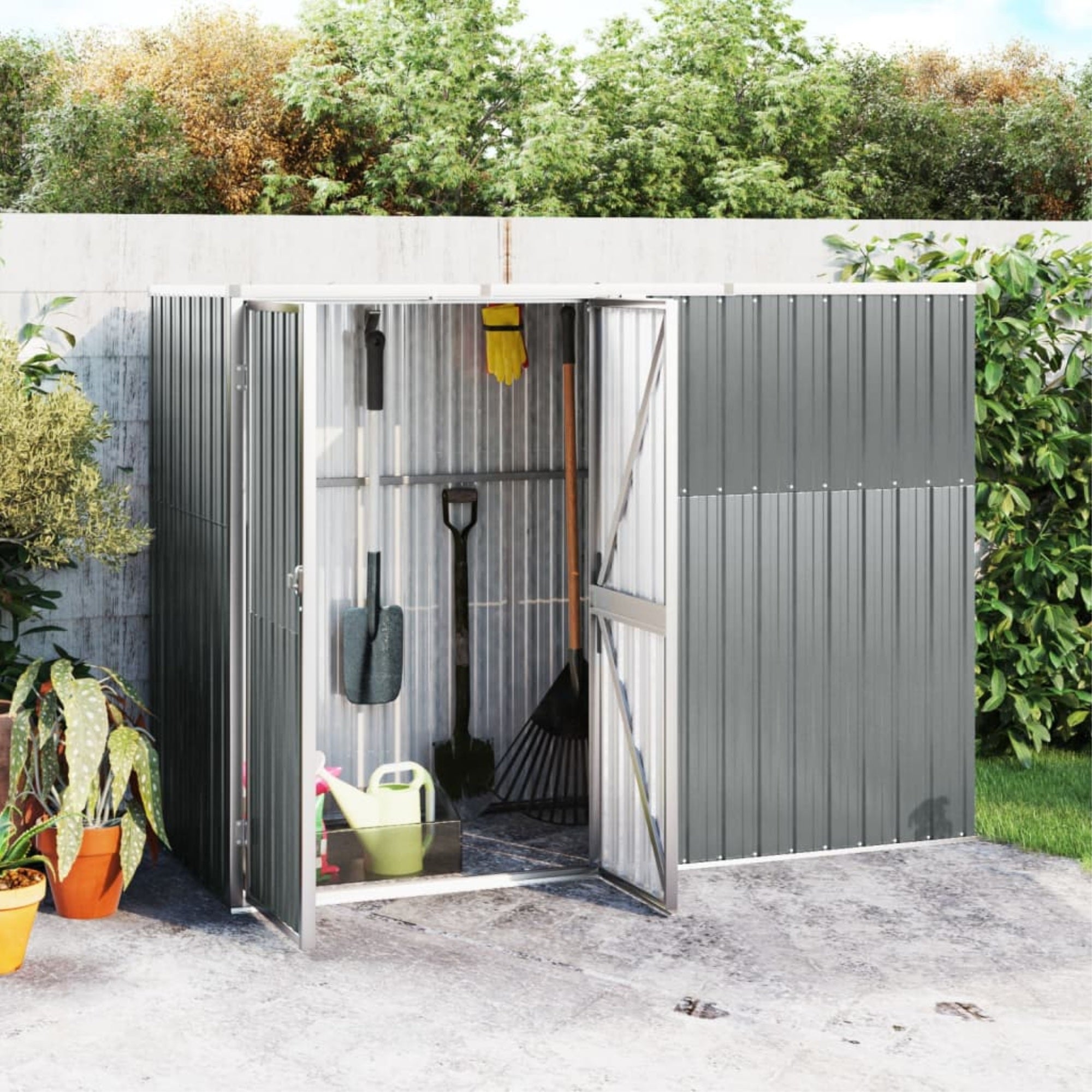 Vidaxl Garden Tool Shed Gray 88.6'X35'X63.4' Galvanized Steel