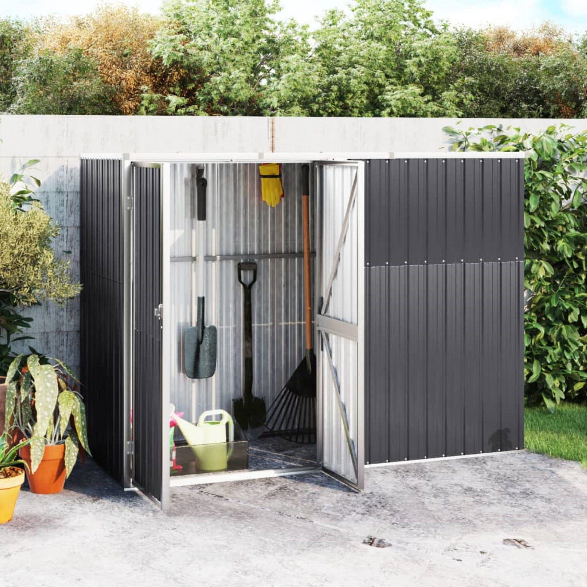 Vidaxl Garden Tool Shed Anthracite 88.6'X35'X63.4' Galvanized Steel