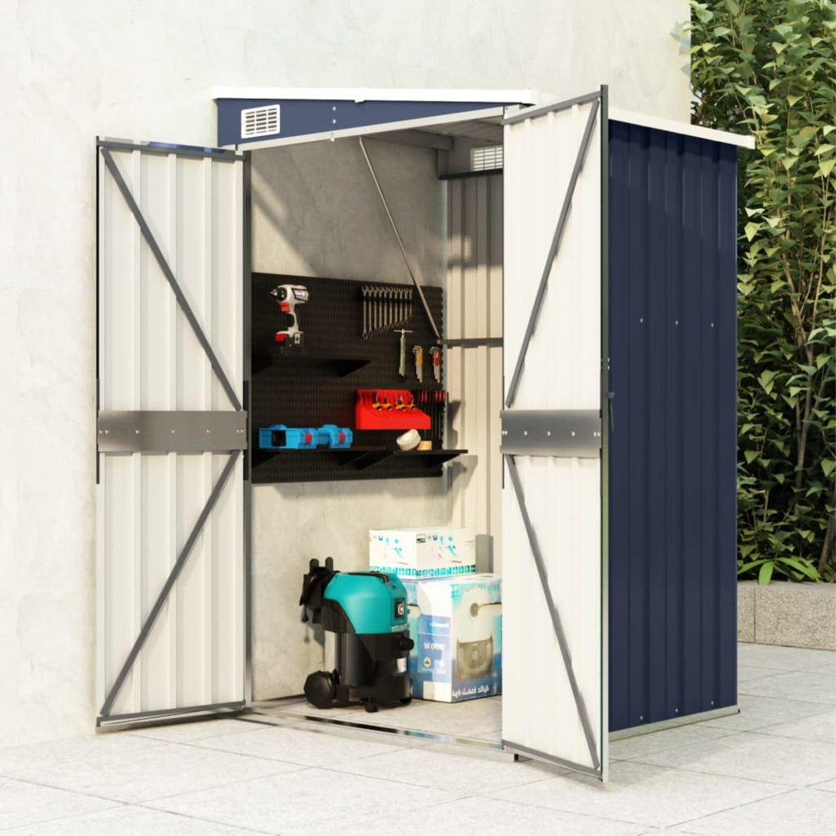 Vidaxl Wall-Mounted Garden Shed Anthracite 46.5'X39.4'X70.1' Steel