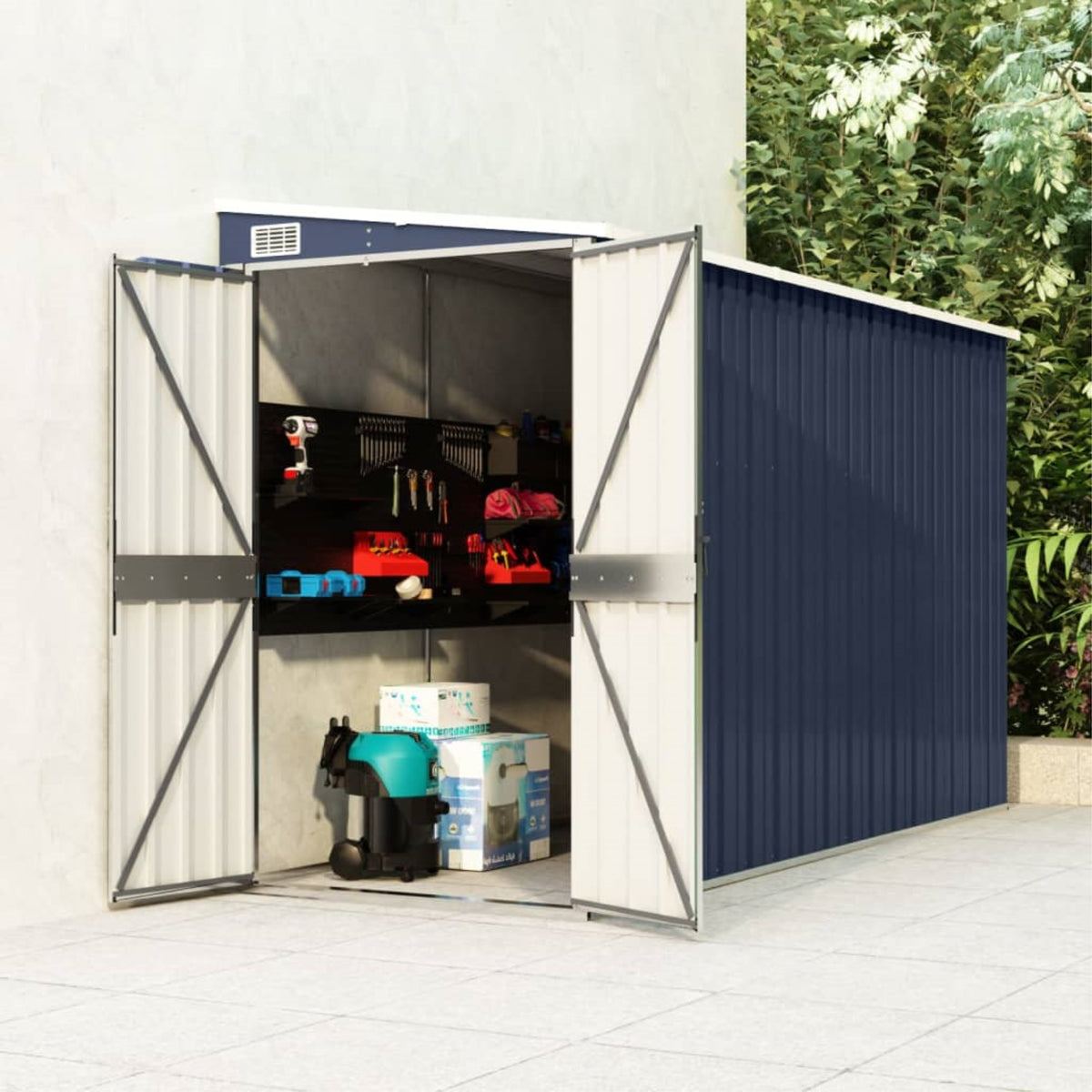 Vidaxl Wall-Mounted Garden Shed Anthracite 46.5'X113.4'X70.1' Steel