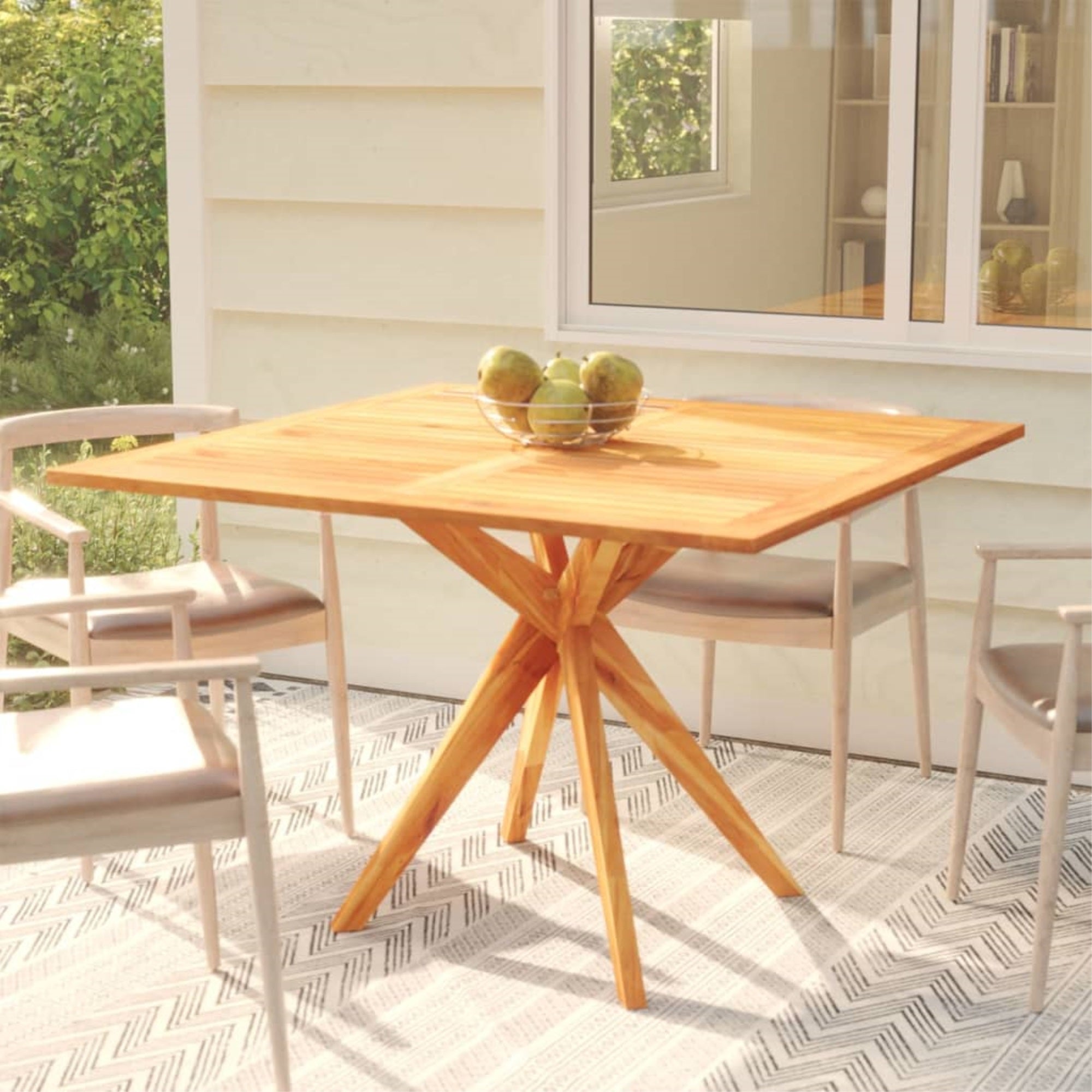 Vidaxl Patio Table 43.3'X43.3'X29.5' Solid Wood Acacia