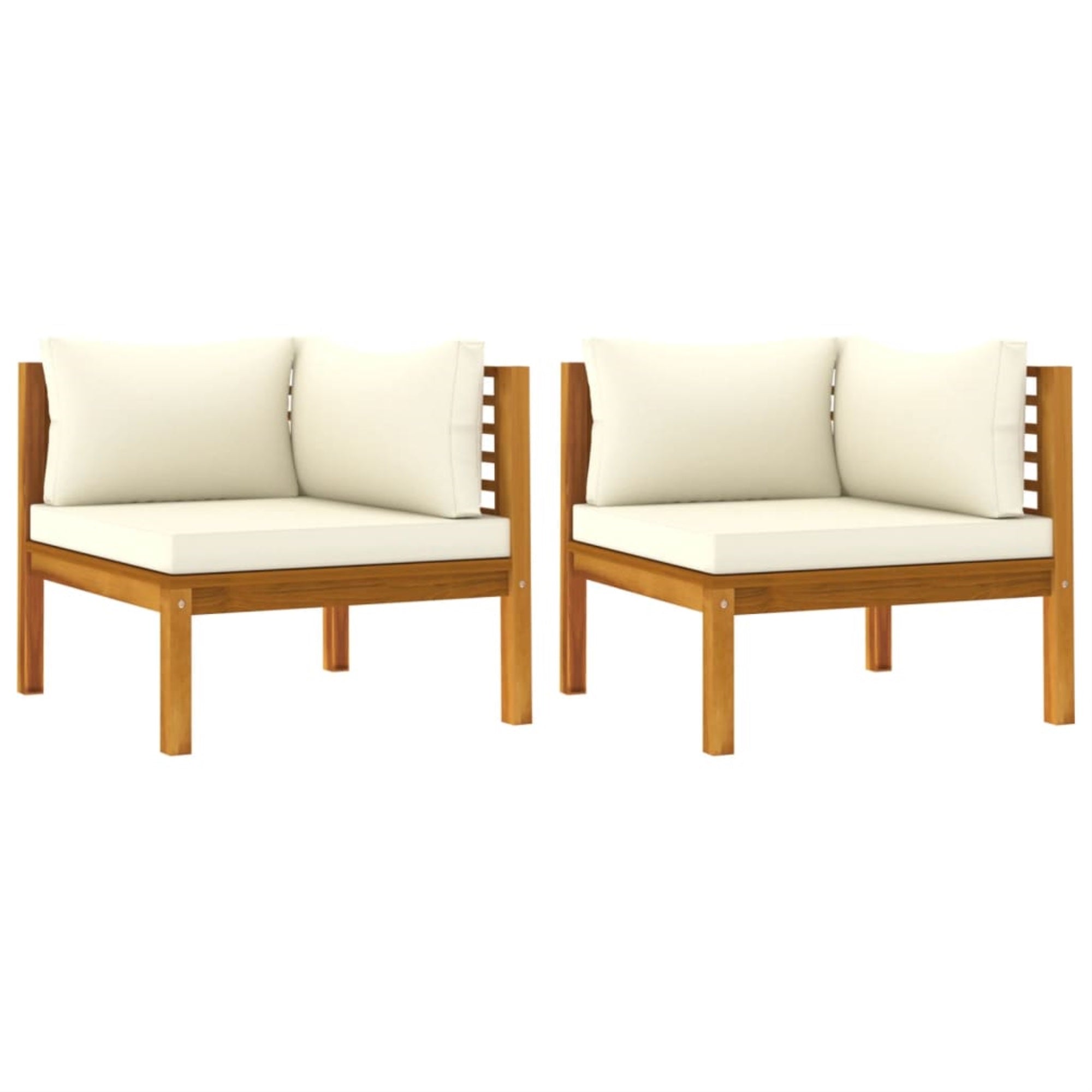 Vidaxl Corner Sofas 2 Pcs With Cream White Cushions Solid Acacia Wood