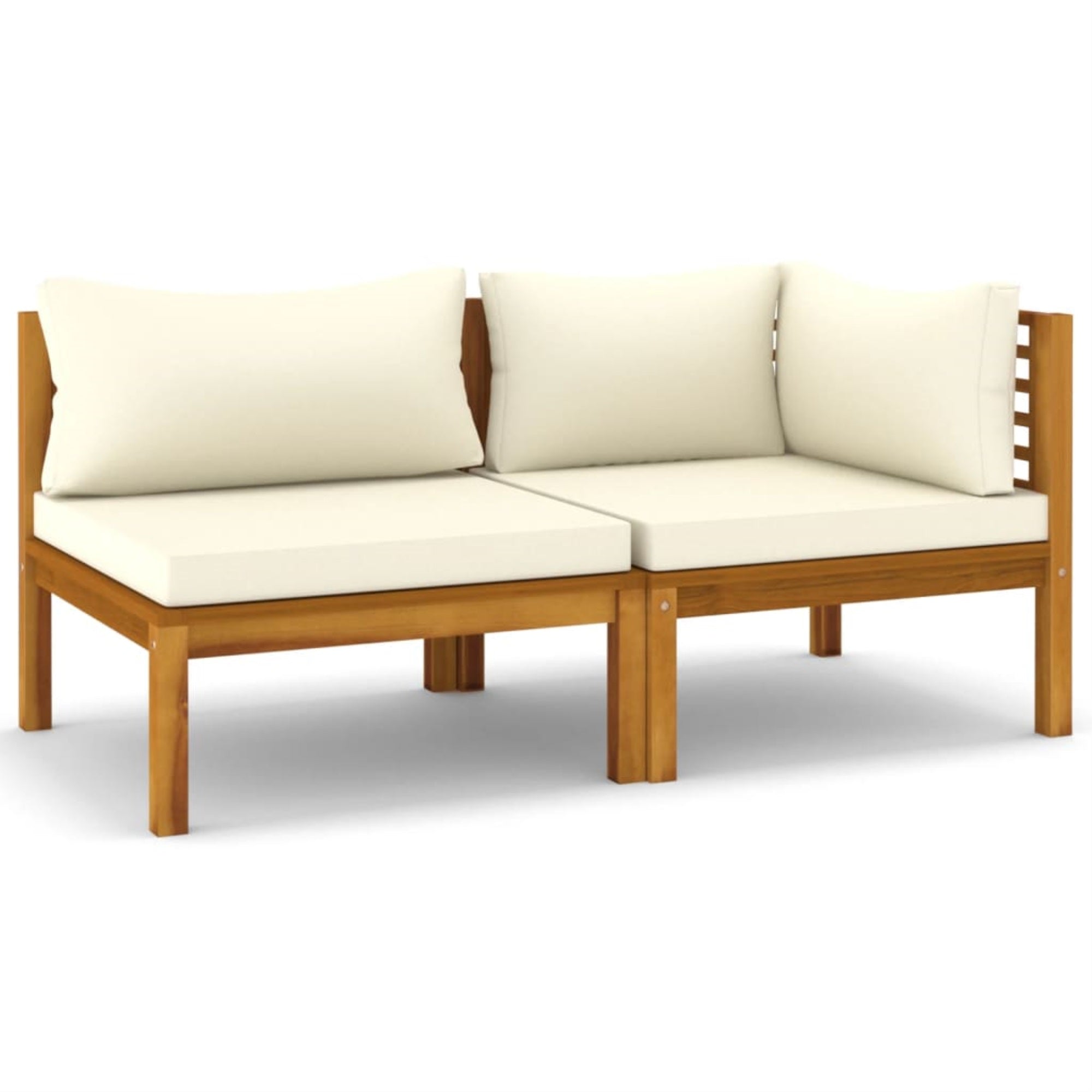 Vidaxl 2 Piece Sofa Set With Cream White Cushions Solid Acacia Wood